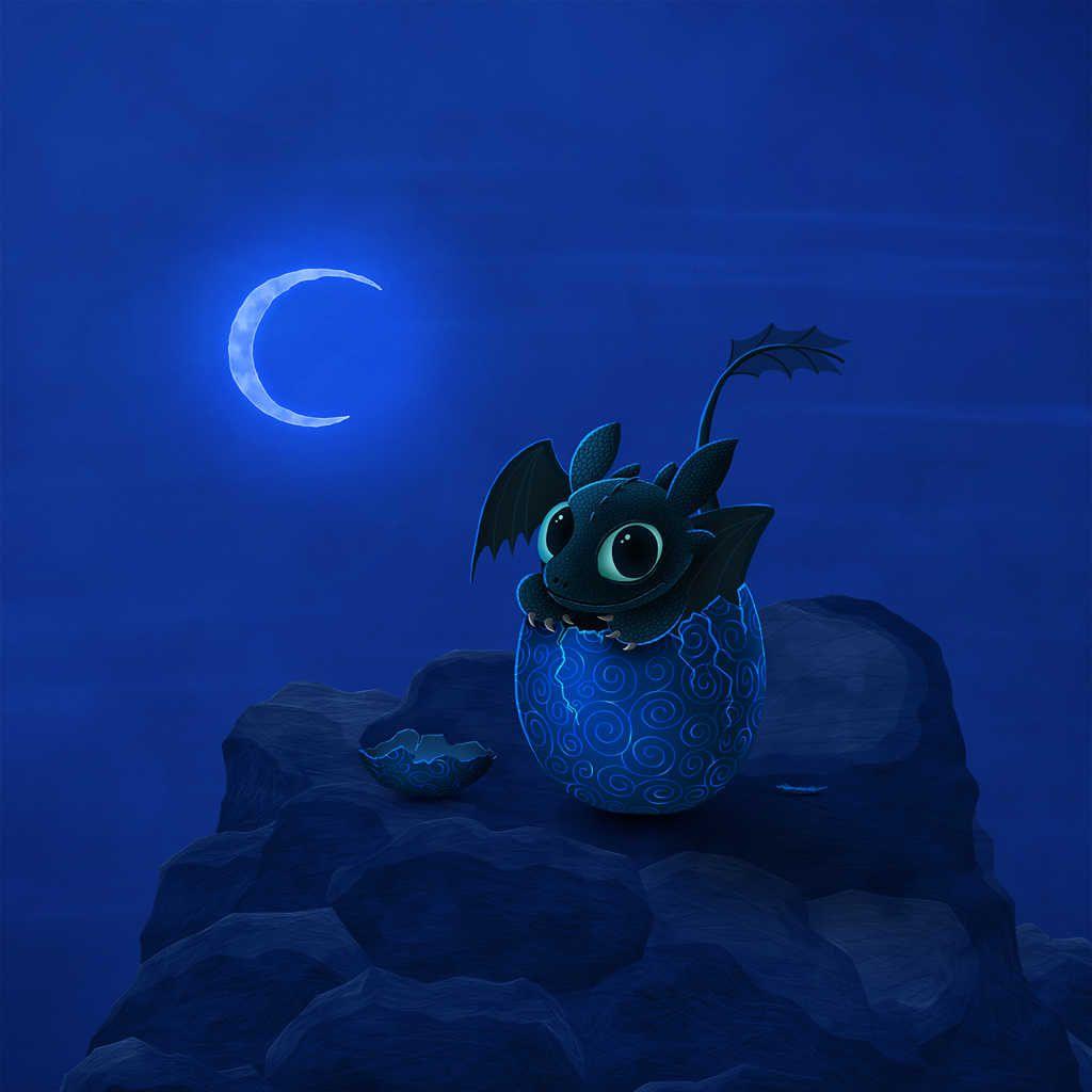 Sdentato cucciolo drago notte, 1024x1024 HD, PC Desktop