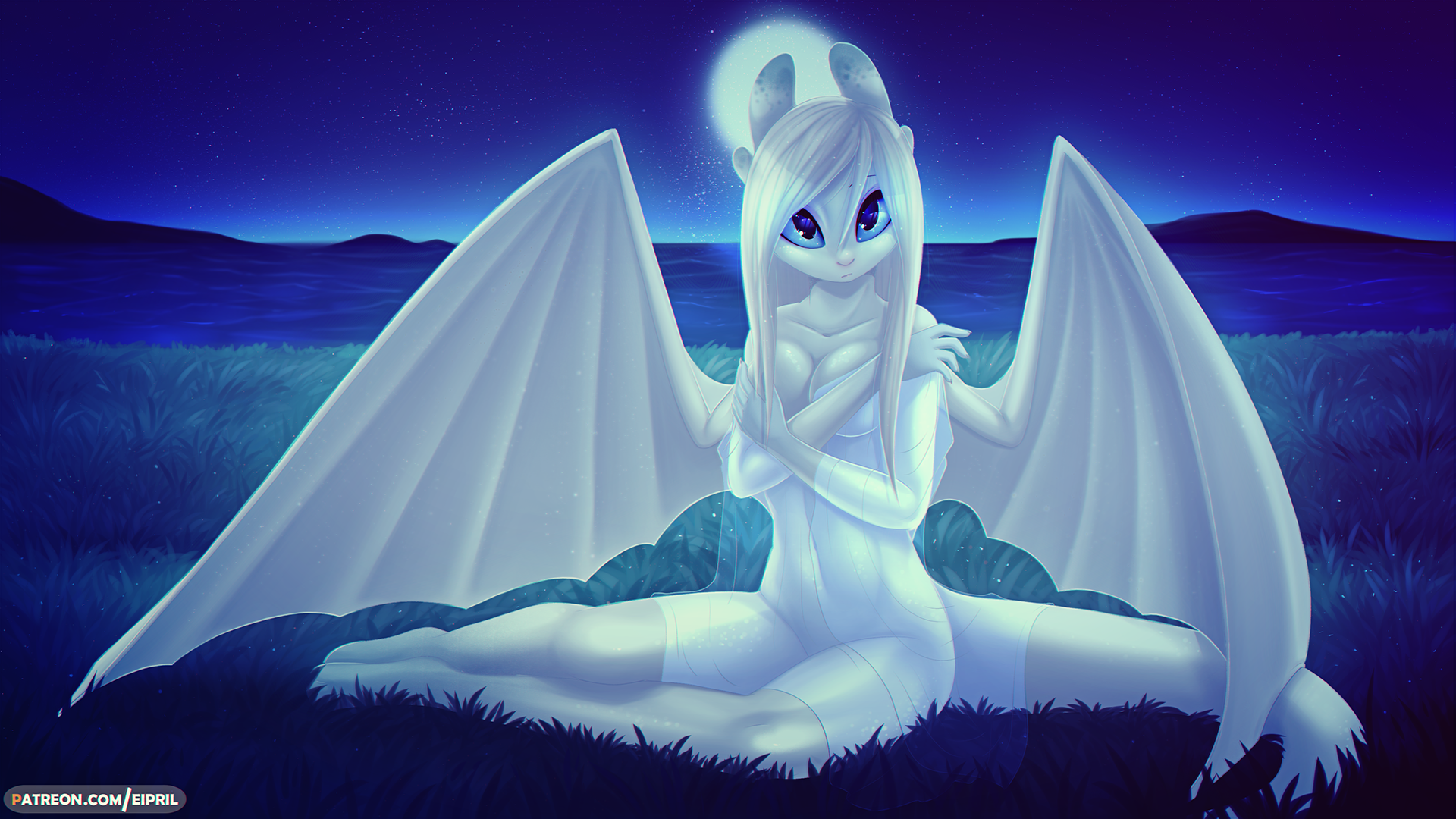 Light Fury drago bianco notte, 1920x1080 Full HD 1080p, PC