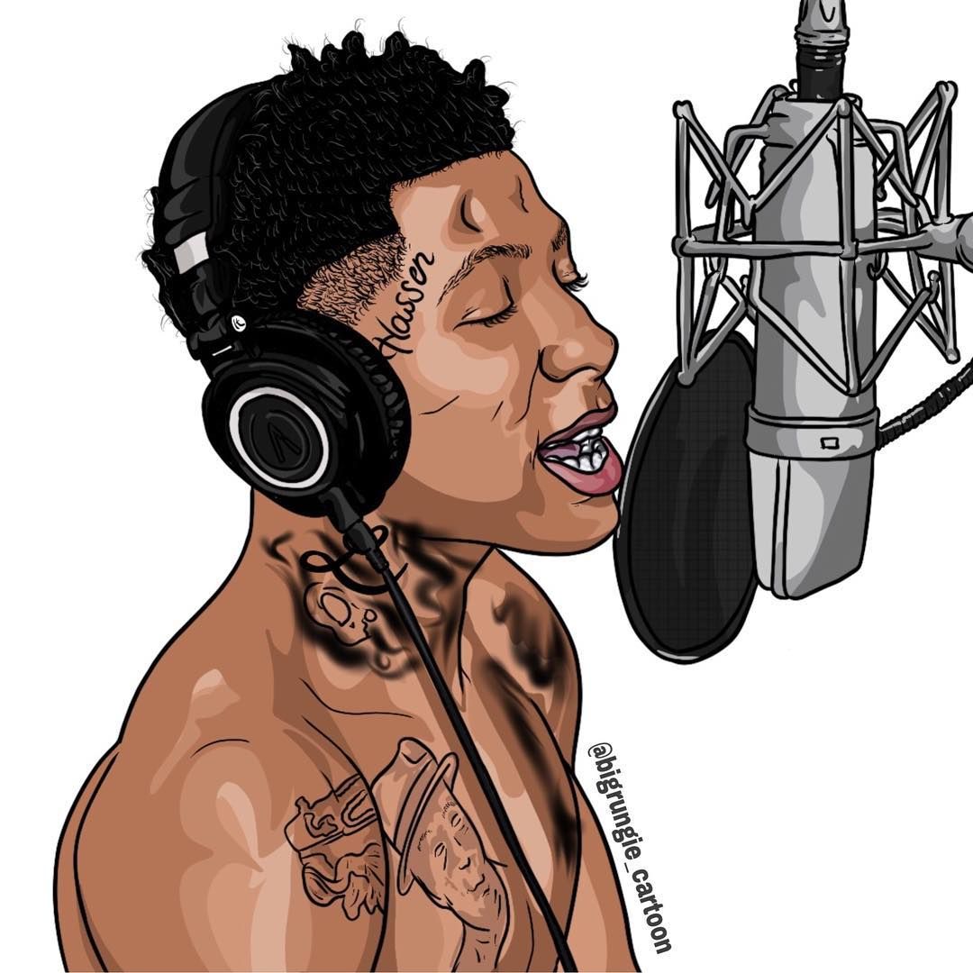 Rapper cartoon con microfono e cuffie, 1080x1080 HD, PC
