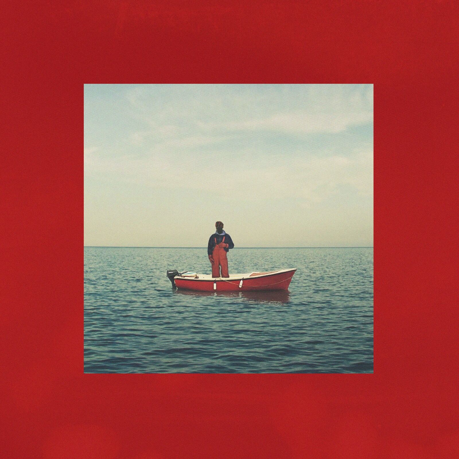 Uomo su barca rossa mare, 1600x1600 HD Ready, Laptop