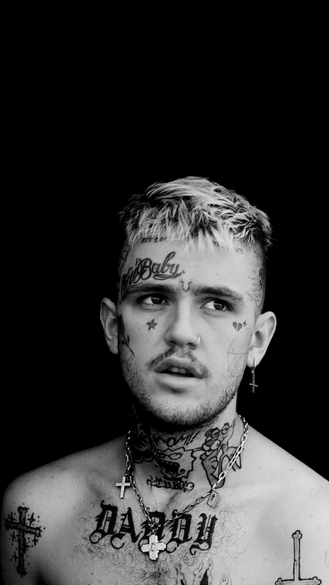 Lil Peep ritratto bianco e nero, rapper, 1080x1920 Verticale, iPhone Pro