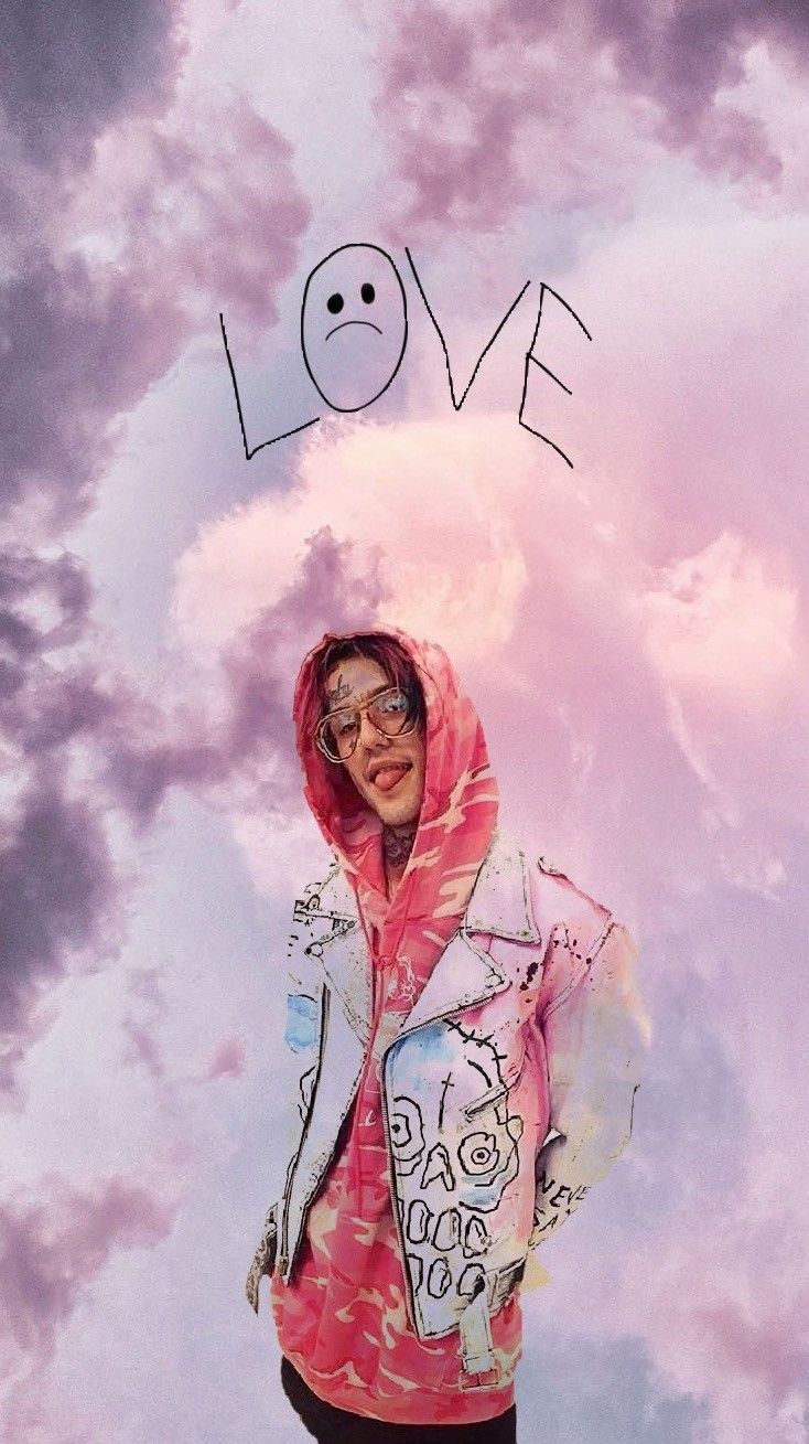 Lil Peep giacca rosa nuvole, 734x1309 Full HD Verticale, iPhone Pro