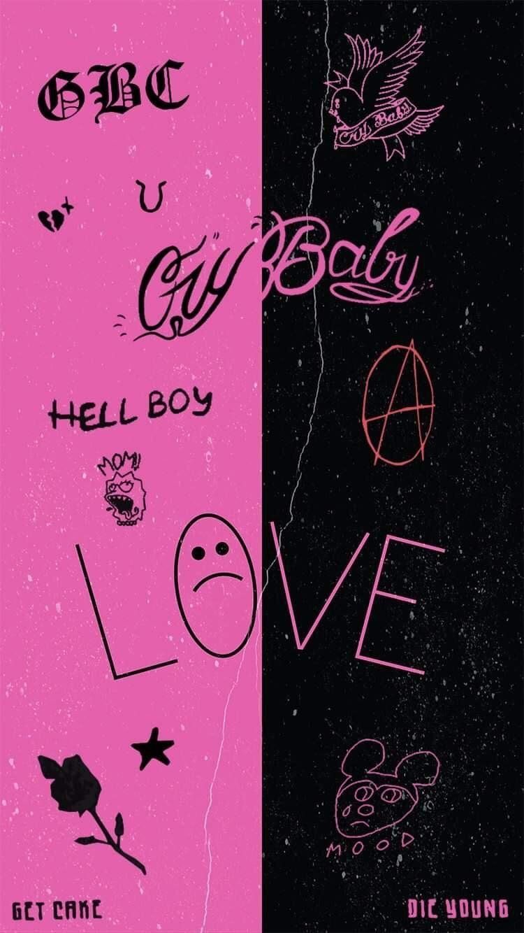 Lil Peep scritte rosa nero, 750x1334 Verticale, iPhone Air