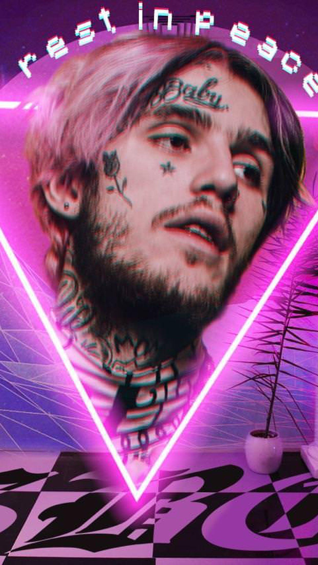 Lil Peep ritratto neon viola, 1242x2208 Full HD Verticale, iPhone Pro Max
