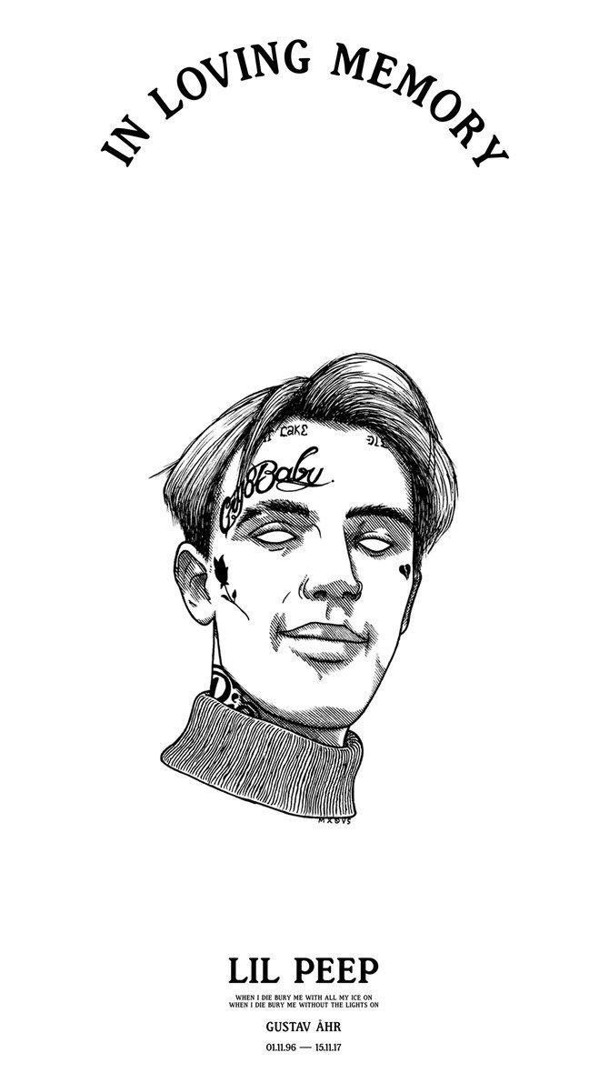 Ritratto Lil Peep disegno bianco nero, 670x1191 Full HD Verticale, iPhone Air