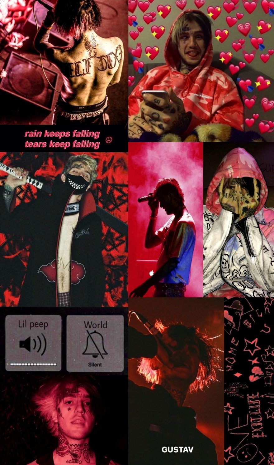 Collage Lil Peep rosso nero, 880x1490 Full HD Verticale, iPhone
