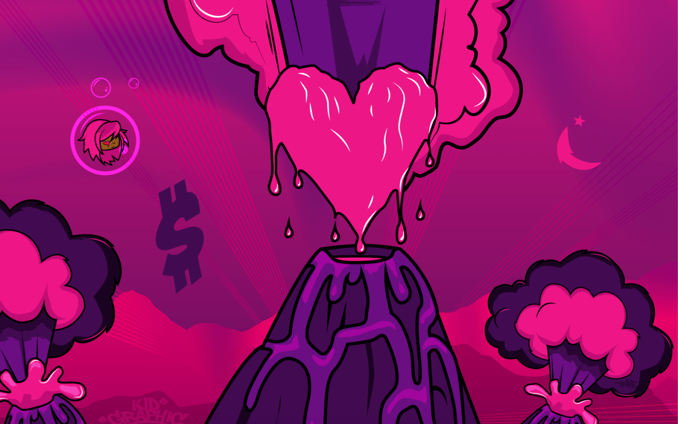 Cuore vulcano rosa cartoon, 1368x855 720p, Acer Nitro