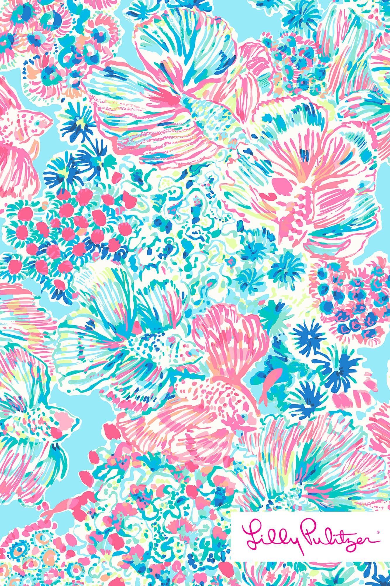Fiori tropicali rosa turchese Lilly Pulitzer, 1334x2001 Verticale, Telefono