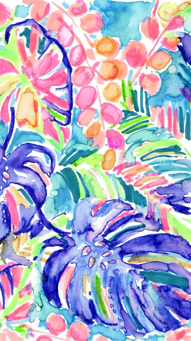 Foglie tropicali dipinte colorate, 750x1334 Verticale, Mobile