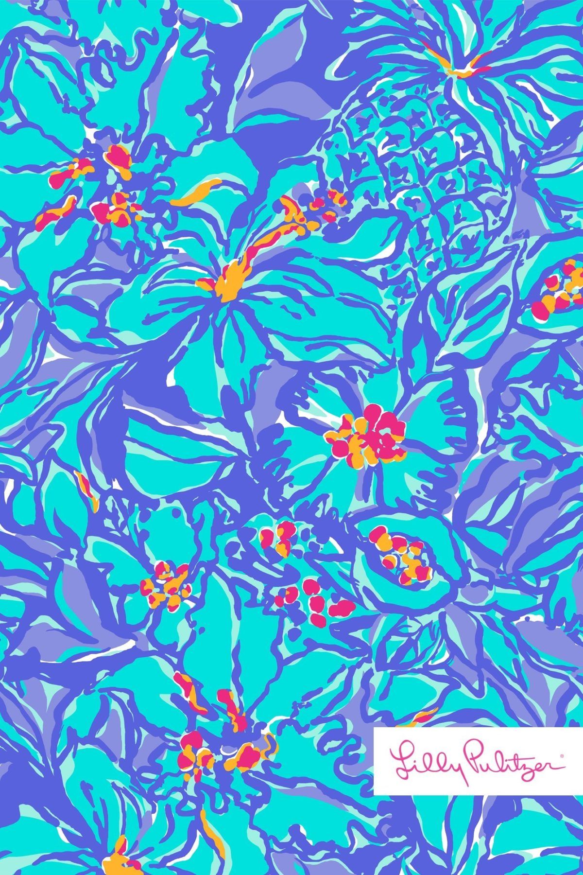 Fiori ananas turchese blu Lilly Pulitzer, 1200x1800 Verticale, Telefono