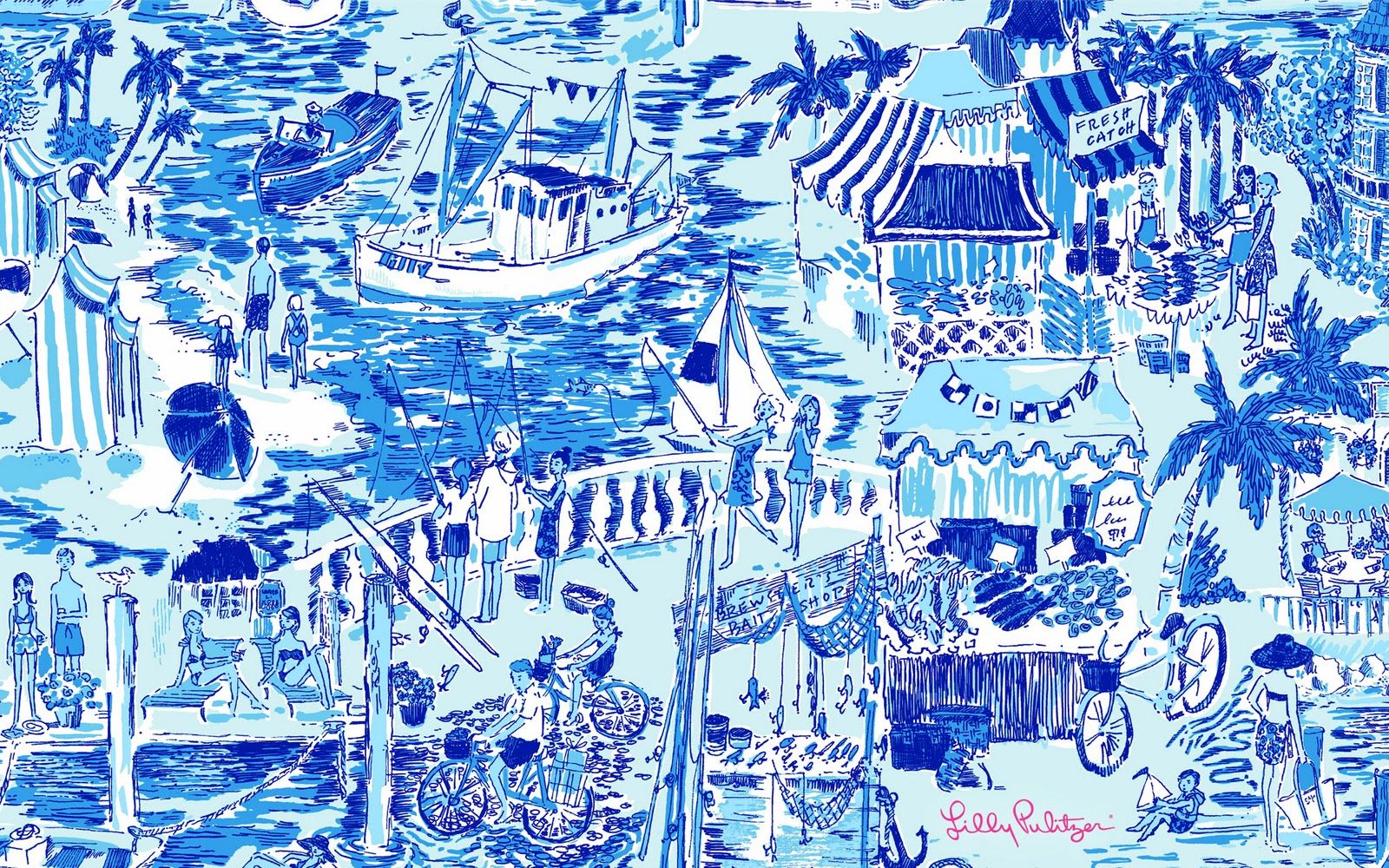 Scena costiera blu Lilly Pulitzer, 1600x1000 HD, Lenovo Legion