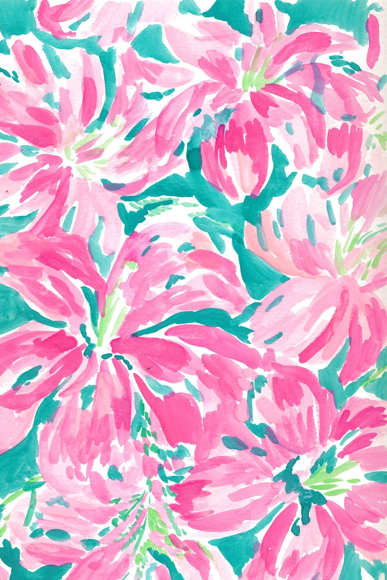 Fiori rosa stile Lilly Pulitzer, 1334x2001 Verticale, Telefono