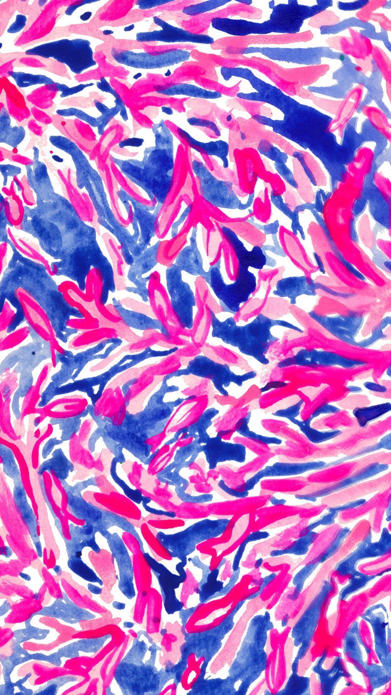 Motivo floreale rosa e blu, 1242x2208 Verticale, POCO