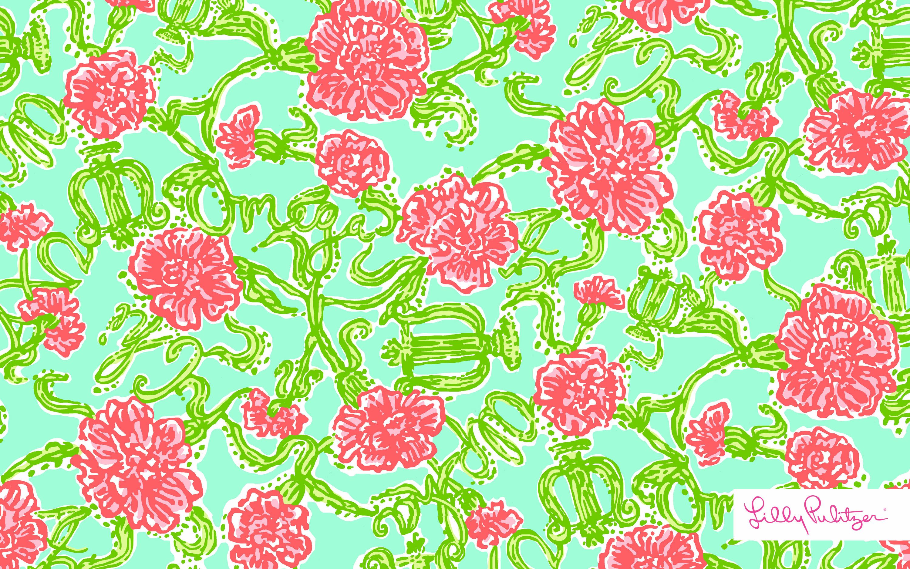 Fiori rosa e verde Lilly Pulitzer, 3000x1876 2K, Desktop