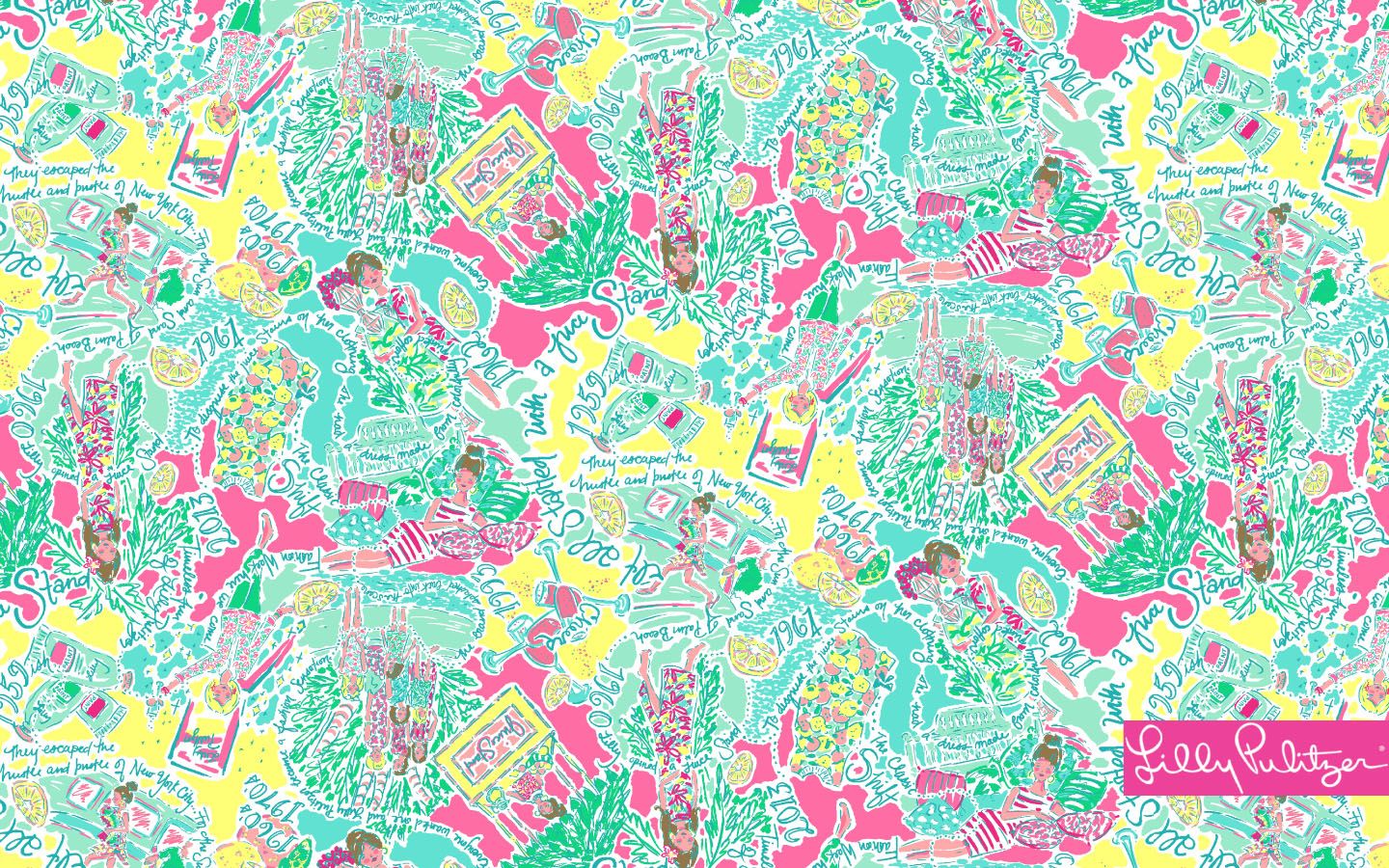 Pattern floreale Lilly Pulitzer colorato, 1440x900 720p, PC