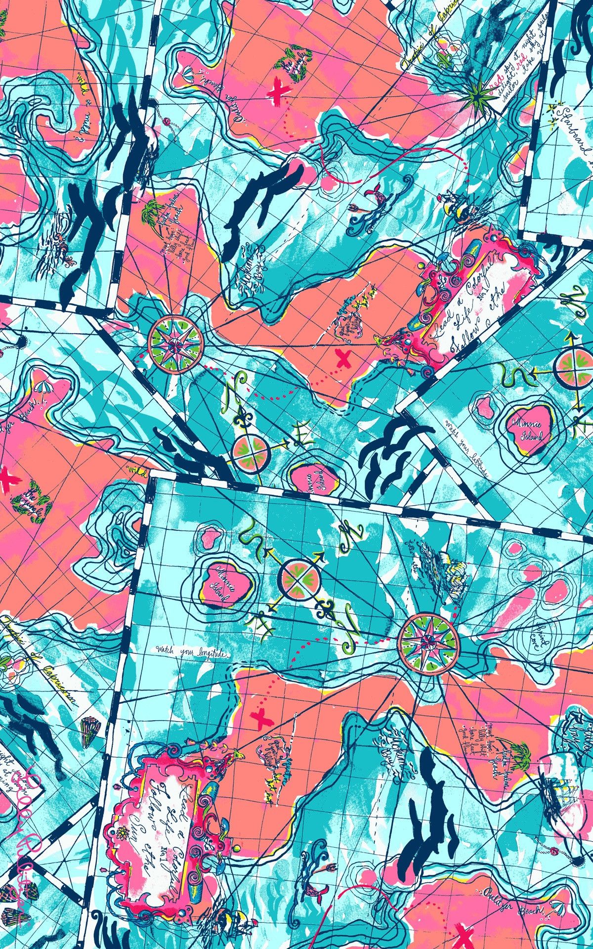 Pattern mappe rosa turchese, 1200x1920 Full HD Verticale, iPhone