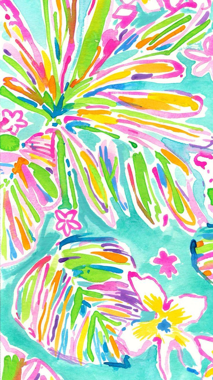 Foglie tropicali colorate dipinte, 736x1308 Full HD Verticale, Smartphone