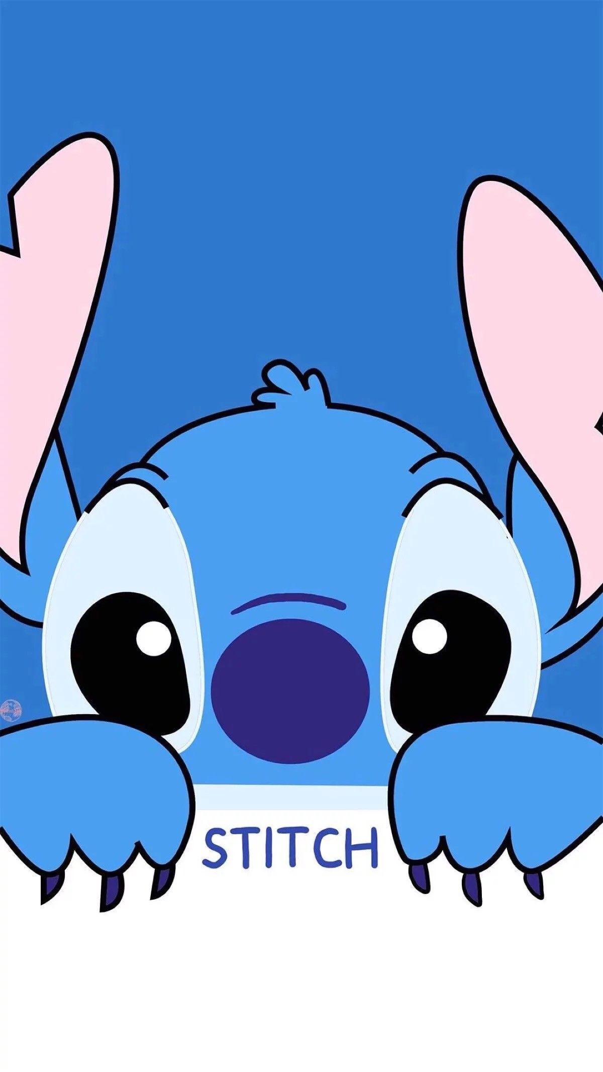 Stitch sbircia sfondo blu, 1200x2133 Verticale, Telefono