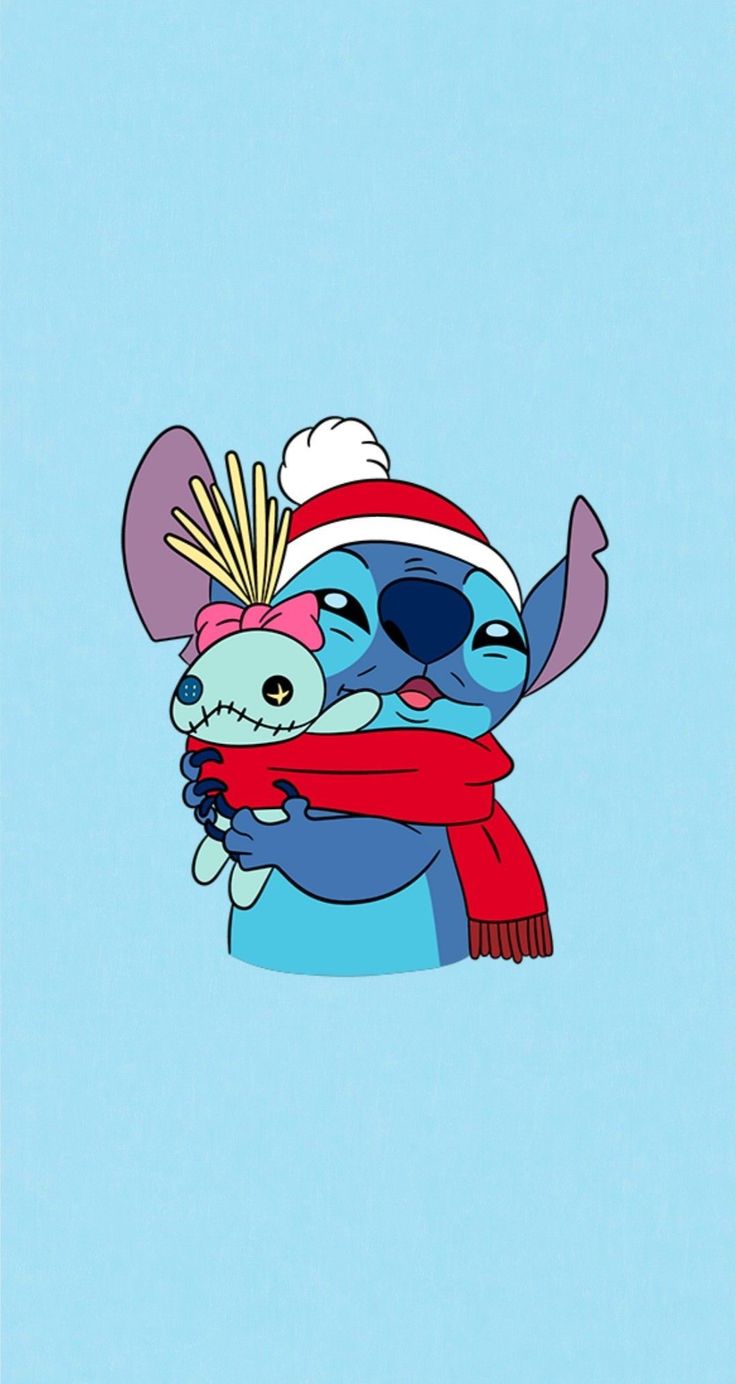 Stitch invernale sciarpa rossa abbraccio, 736x1384 Full HD Verticale, iPhone