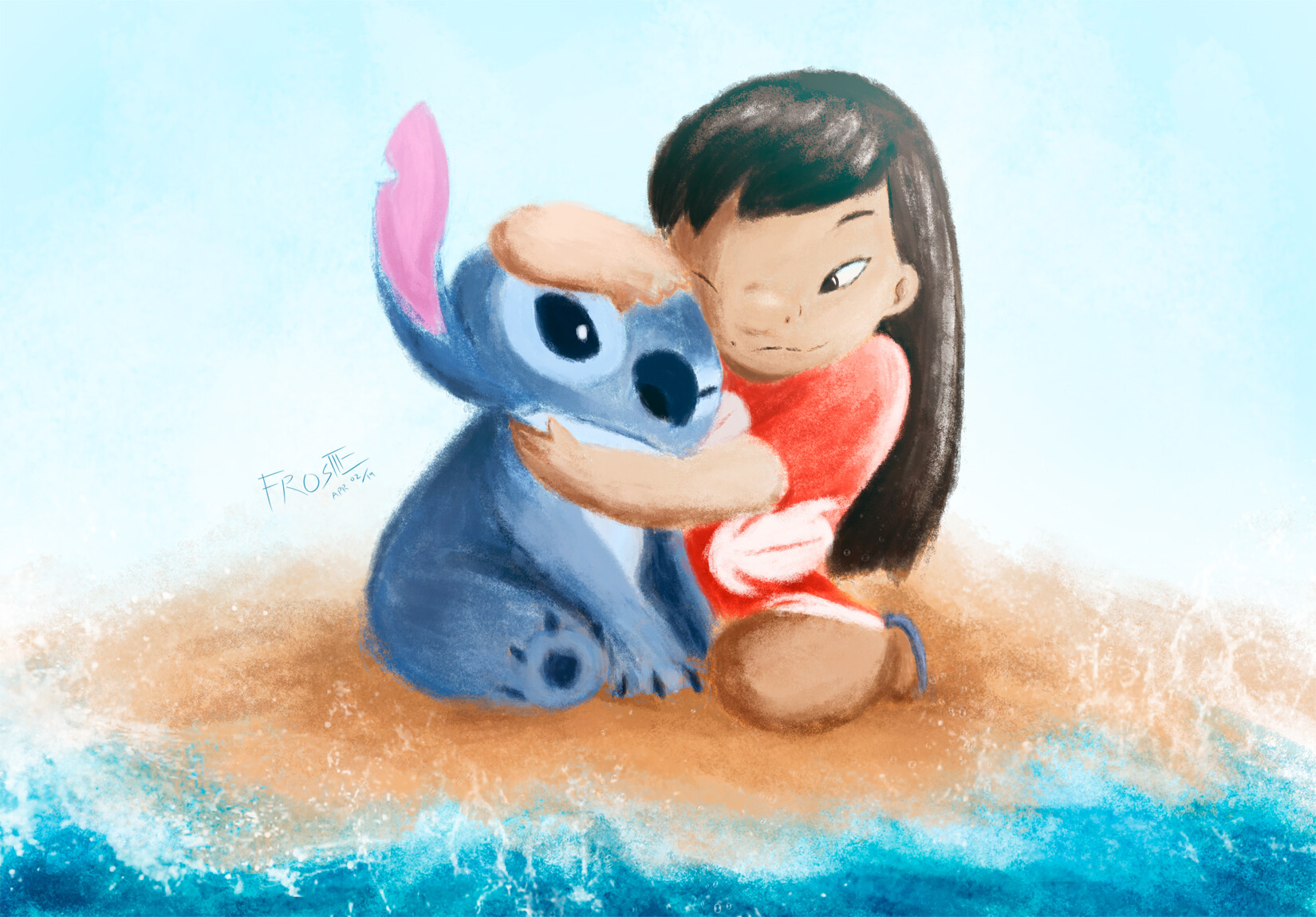 Lilo abbraccia Stitch spiaggia, 1650x1150 900p, Desktop
