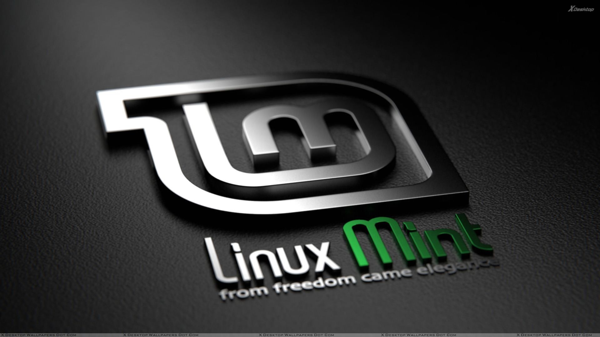 Logo Linux Mint metallico scuro, 1920x1080 Full HD, Desktop