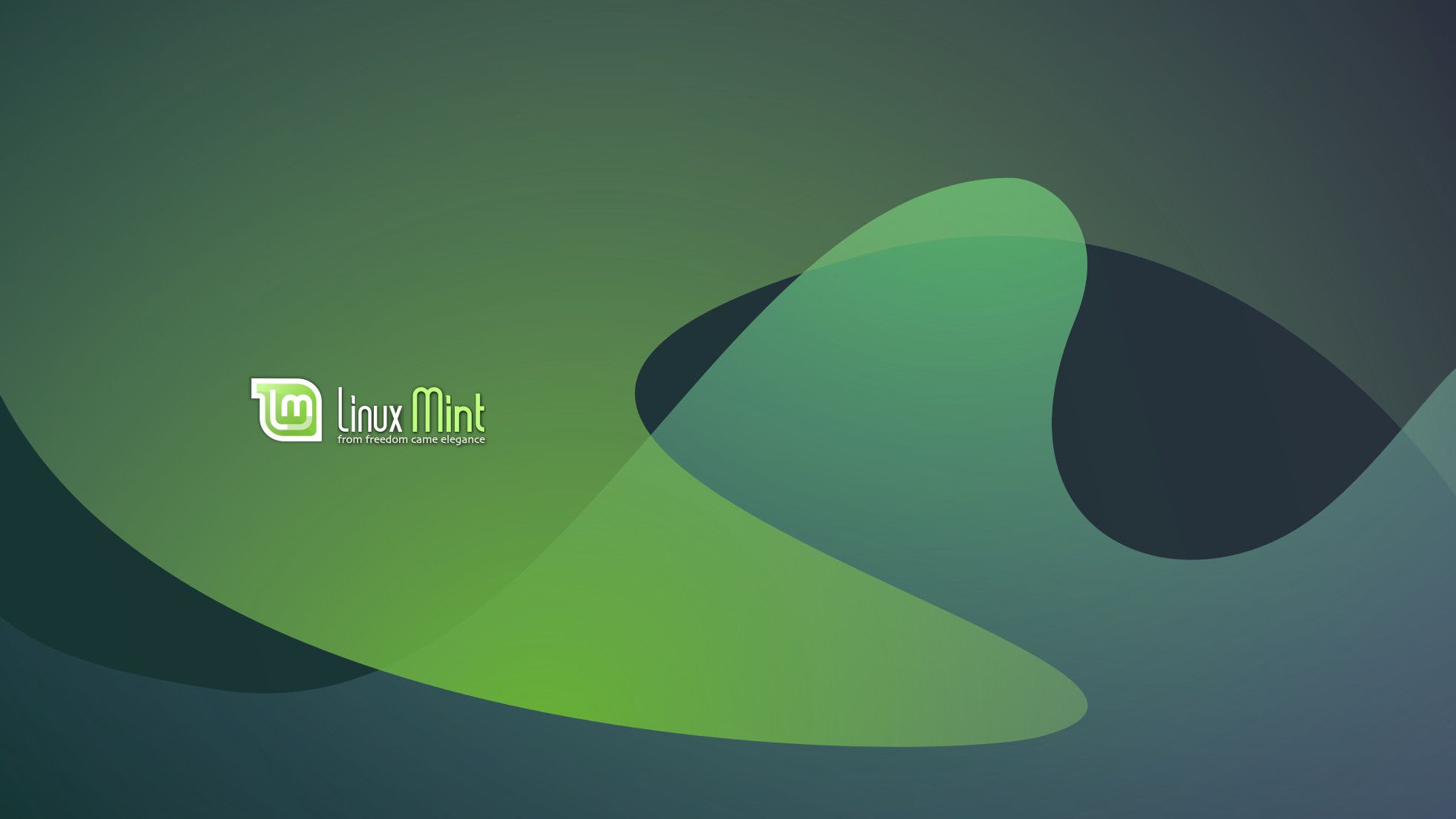 Sfondo astratto verde scuro Linux Mint, 1963x1104 Full HD, PC