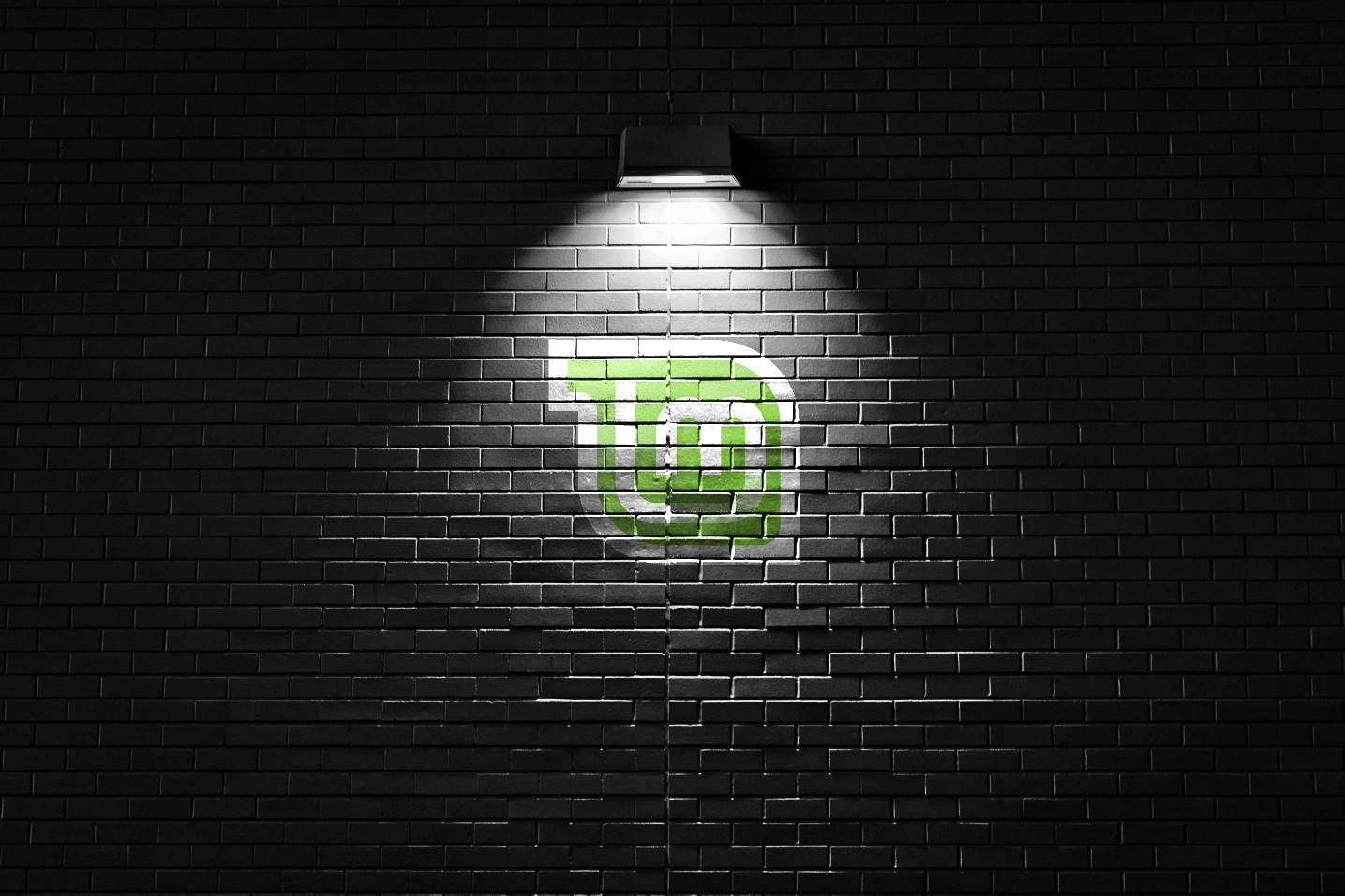 Logo Linux Mint su muro mattoni, 1435x957 HD, HP Laptop