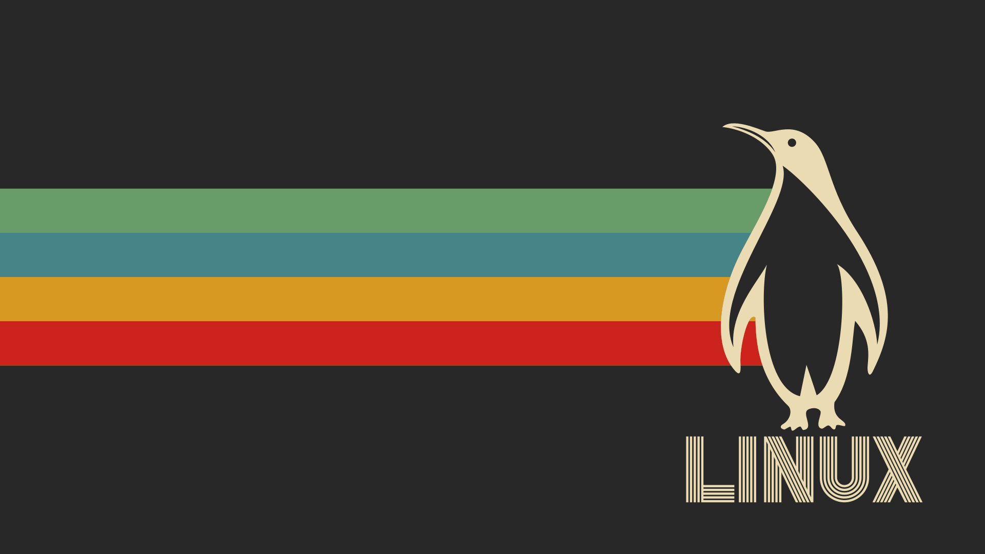 Pinguino Linux retro strisce, 1920x1080 Full HD, PC