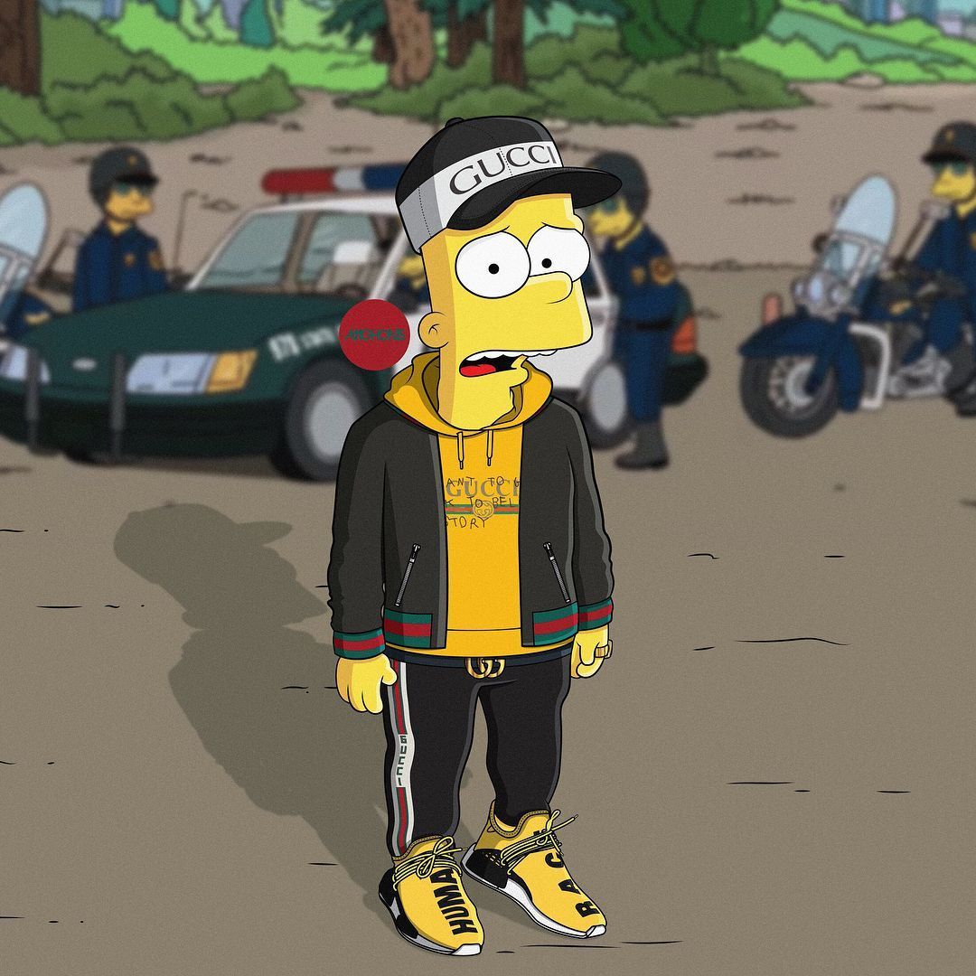 Bart Simpson stile Gucci streetwear, moda di lusso, 1080x1080 HD, Desktop