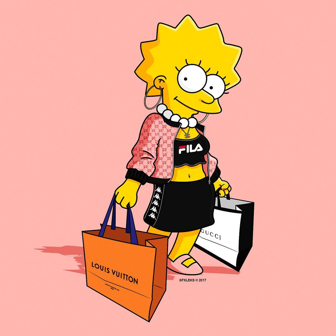 Lisa Simpson con borse shopping firmate, serie animata, 1080x1080 HD, PC