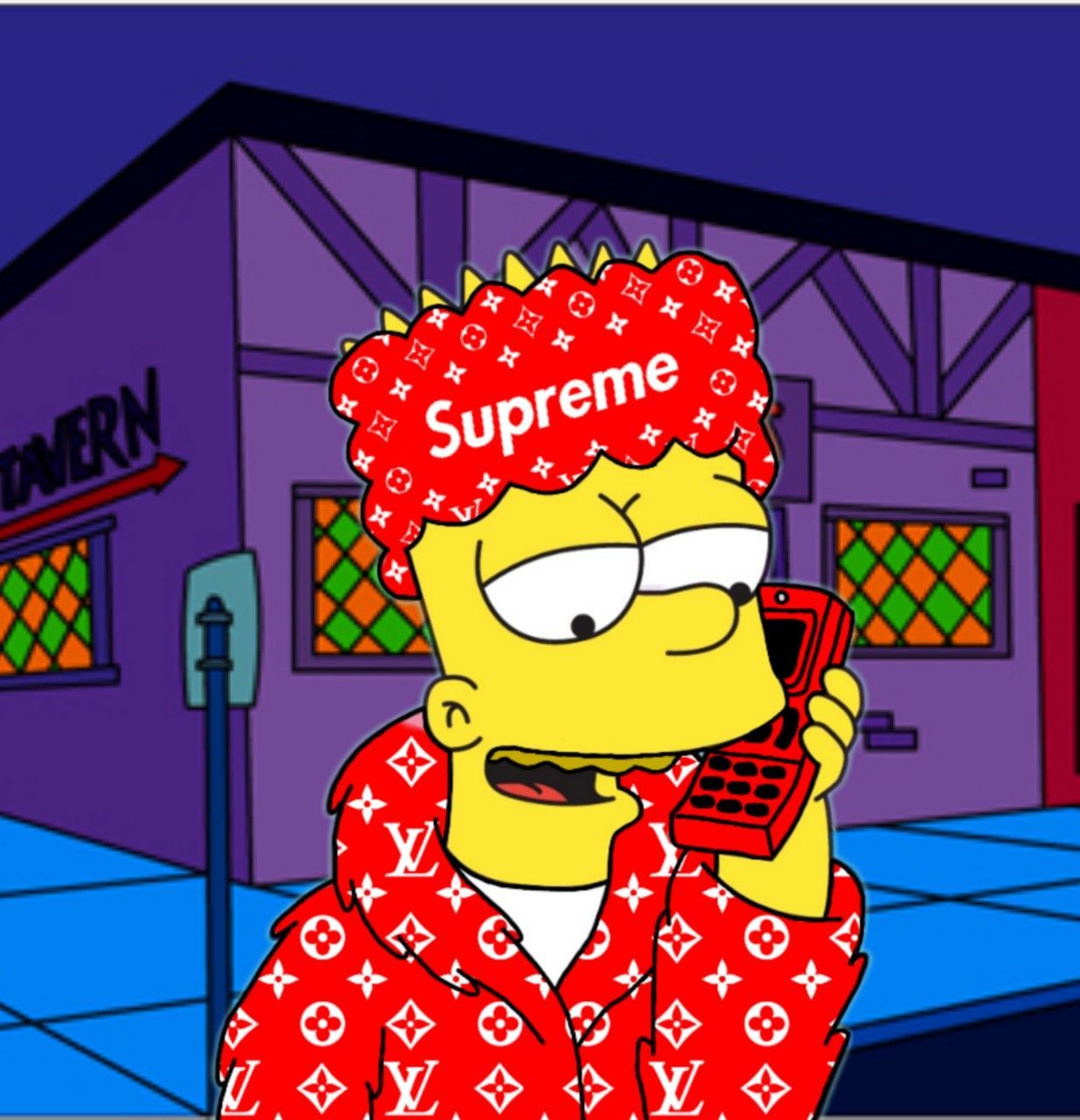Bart Simpson Supreme Louis Vuitton, moda di lusso, 1235x1280 Verticale, Mobile