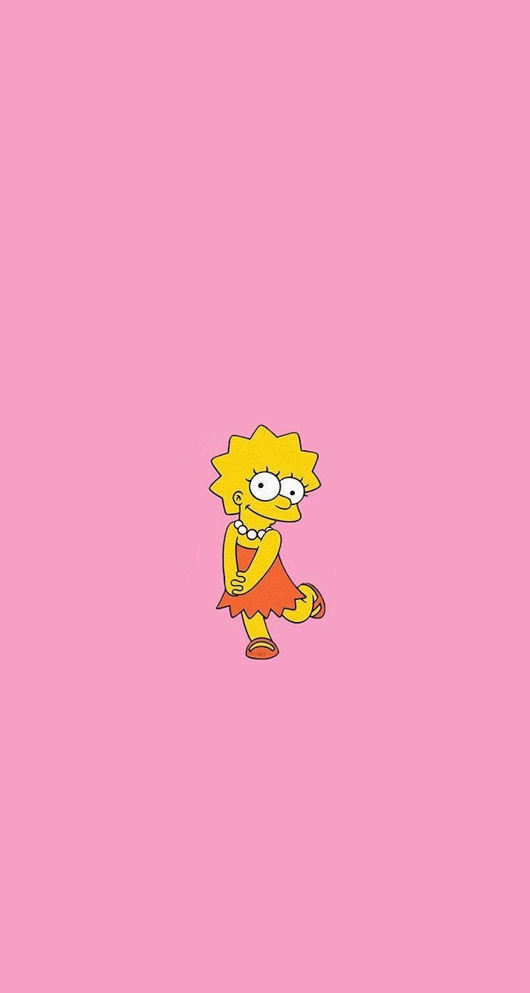 Lisa Simpson sfondo rosa, serie animata, 744x1392 Full HD Verticale, Smartphone