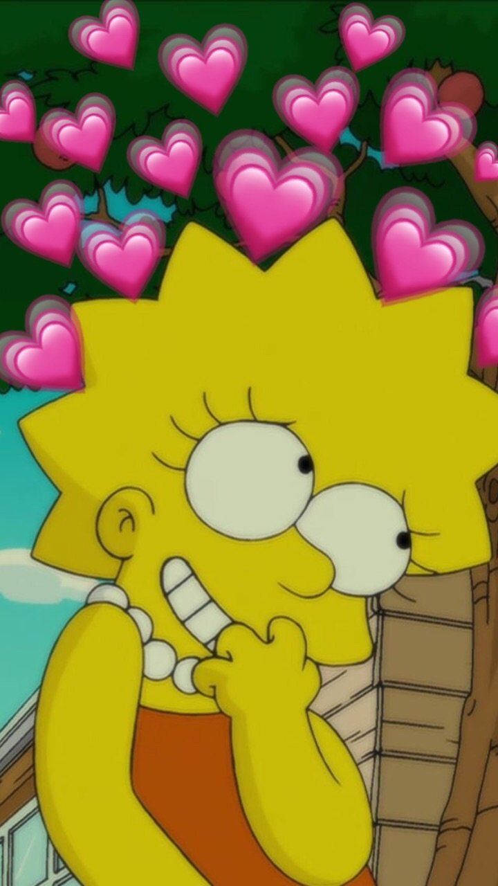 Lisa Simpson con cuori rosa, 720x1280 Verticale, Telefono