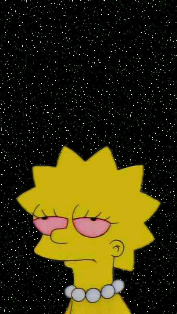 Lisa Simpson triste cielo stellato, 736x1308 Full HD Verticale, Smartphone