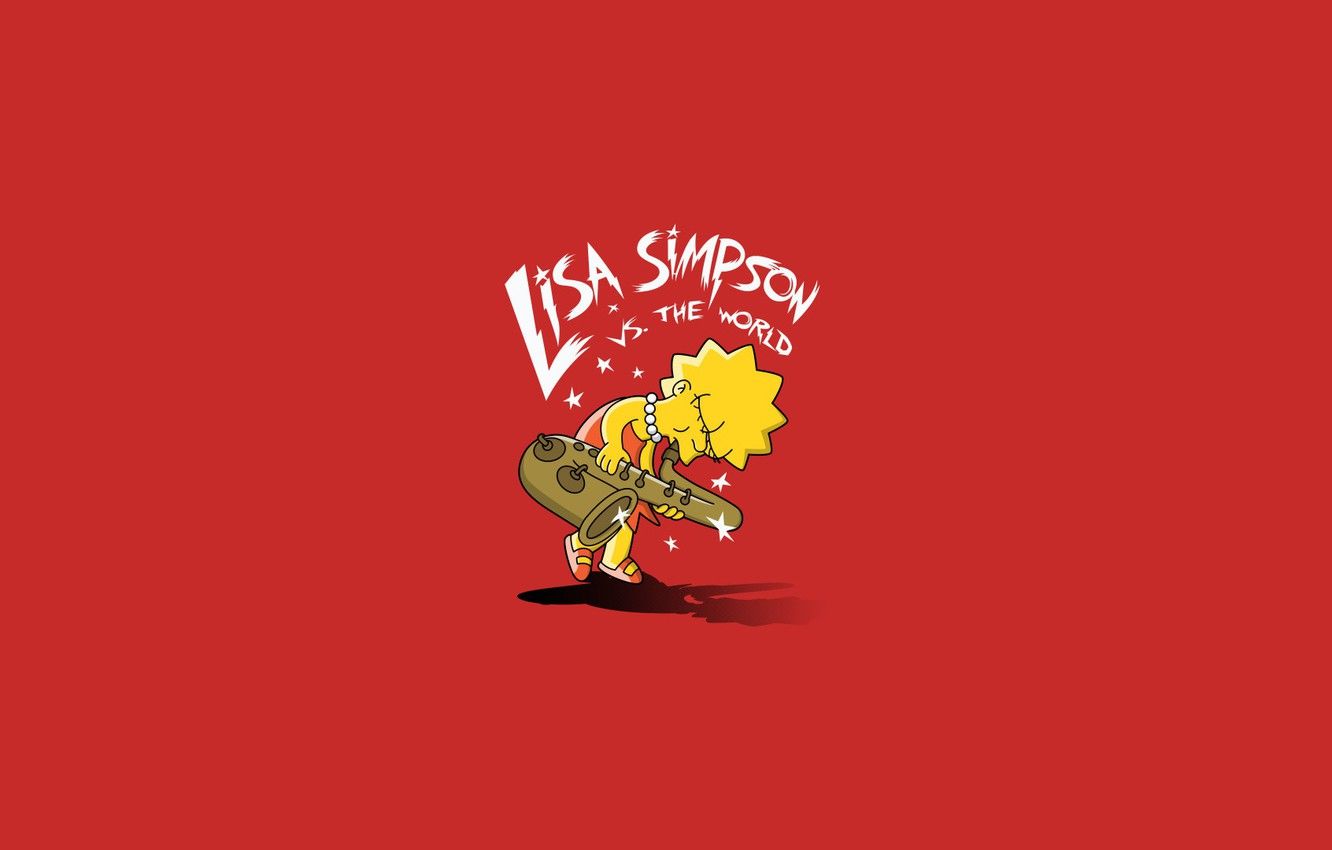 Lisa Simpson sassofono sfondo rosso, 1332x850 720p, PC