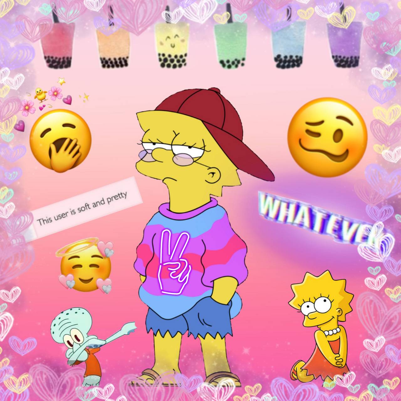 Lisa Simpson emoji rosa, 1080x1920 Full HD Verticale, Smartphone