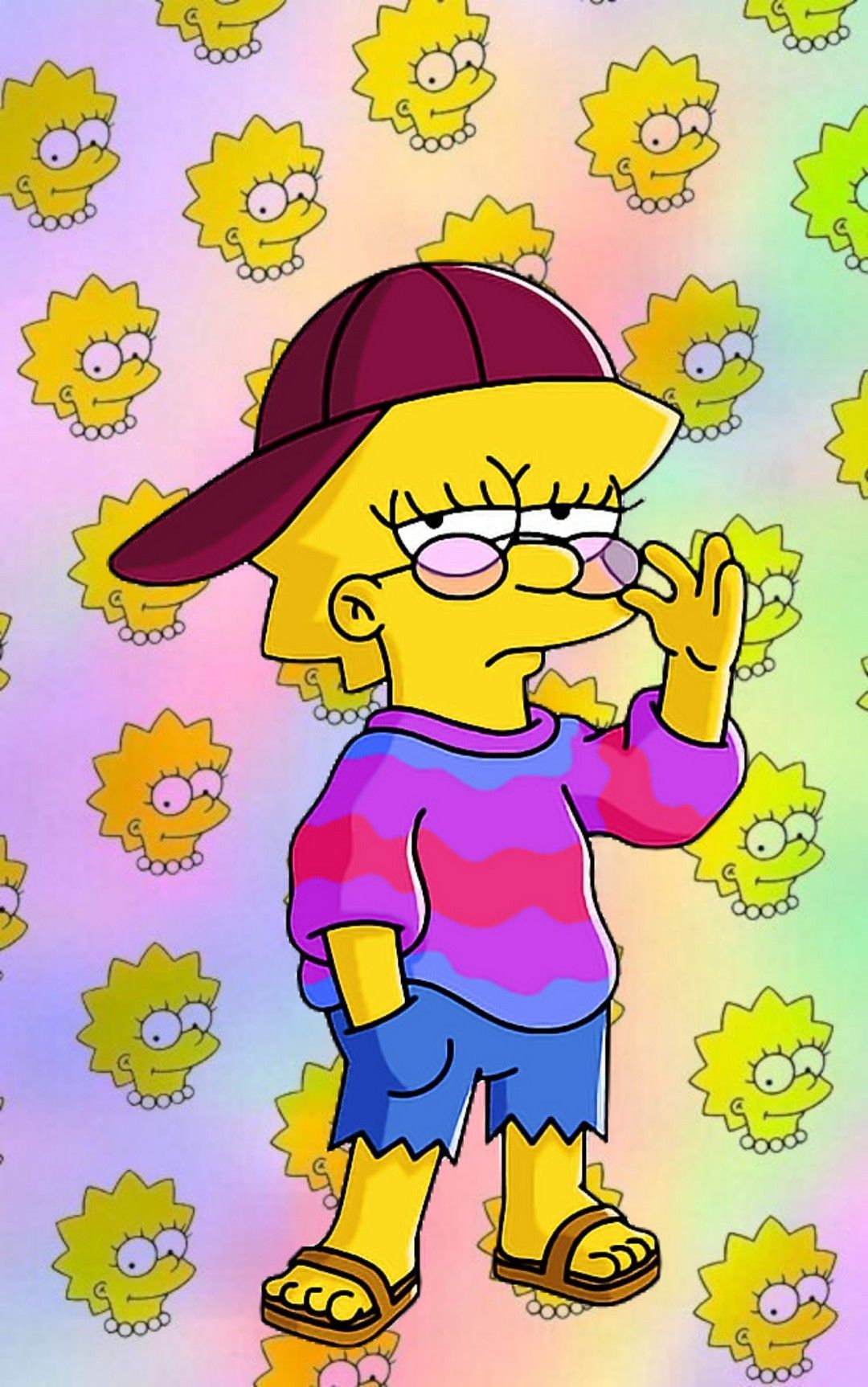 Lisa Simpson sfondo tie-dye, 750x1158 Full HD Verticale, Samsung Galaxy