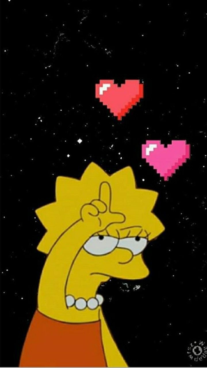 Lisa Simpson triste con cuori, 720x1280 Full HD Verticale, Smartphone