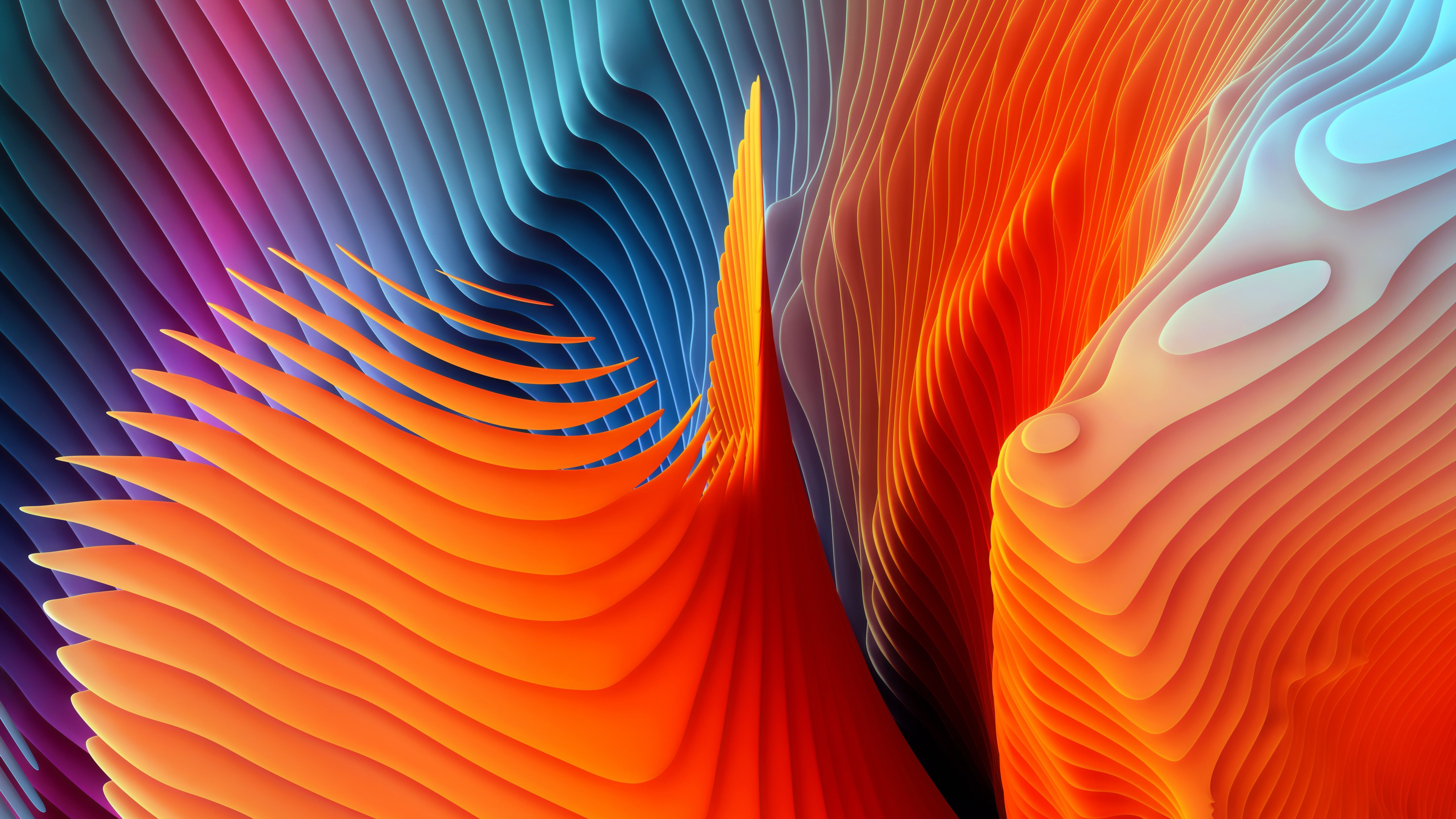 Forme astratte 3D arancioni, 5120x2880 Ultra HD, Monitor 4K
