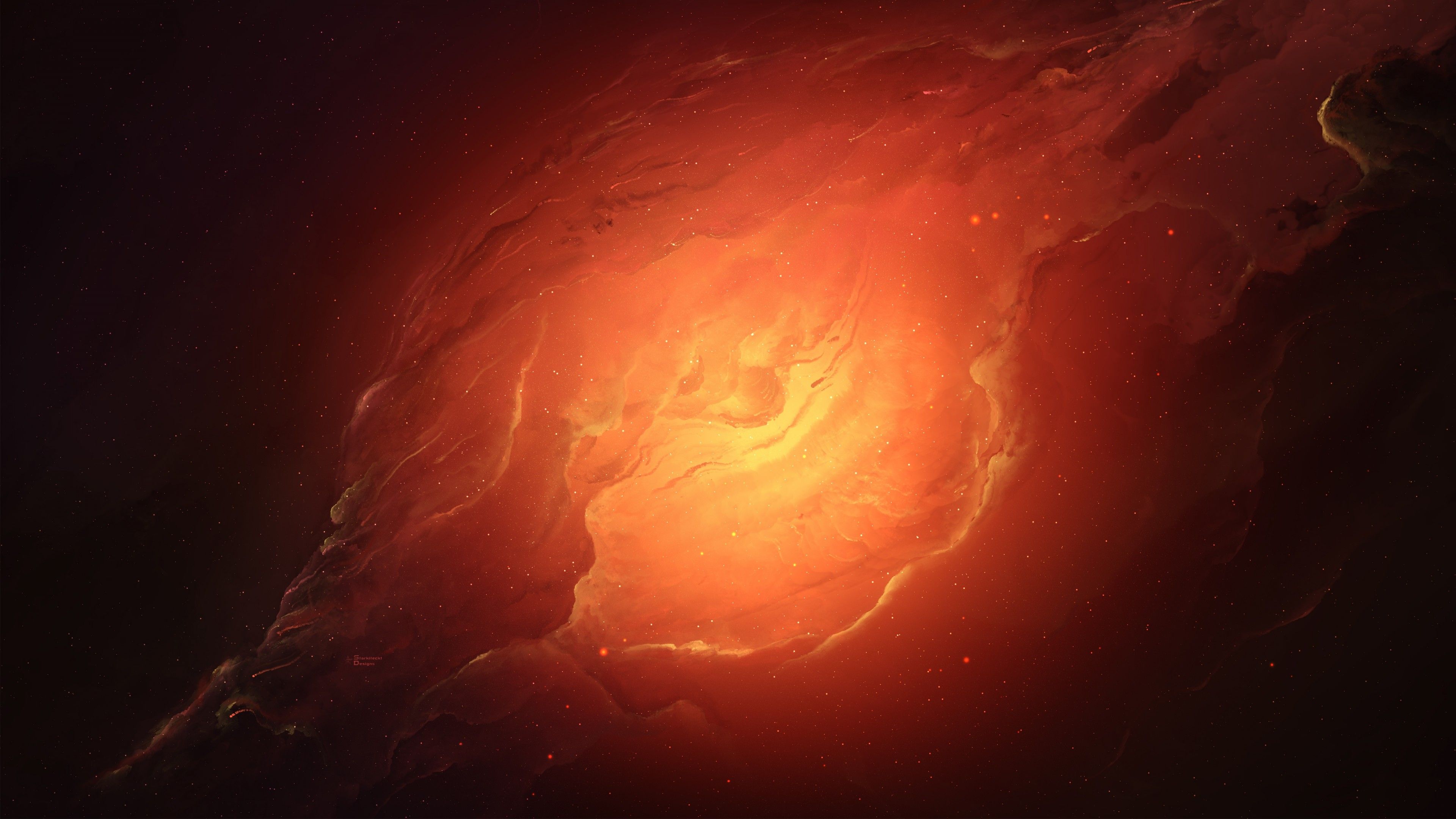 Galassia arancione spazio profondo, 3840x2160 UHD, Monitor 4K