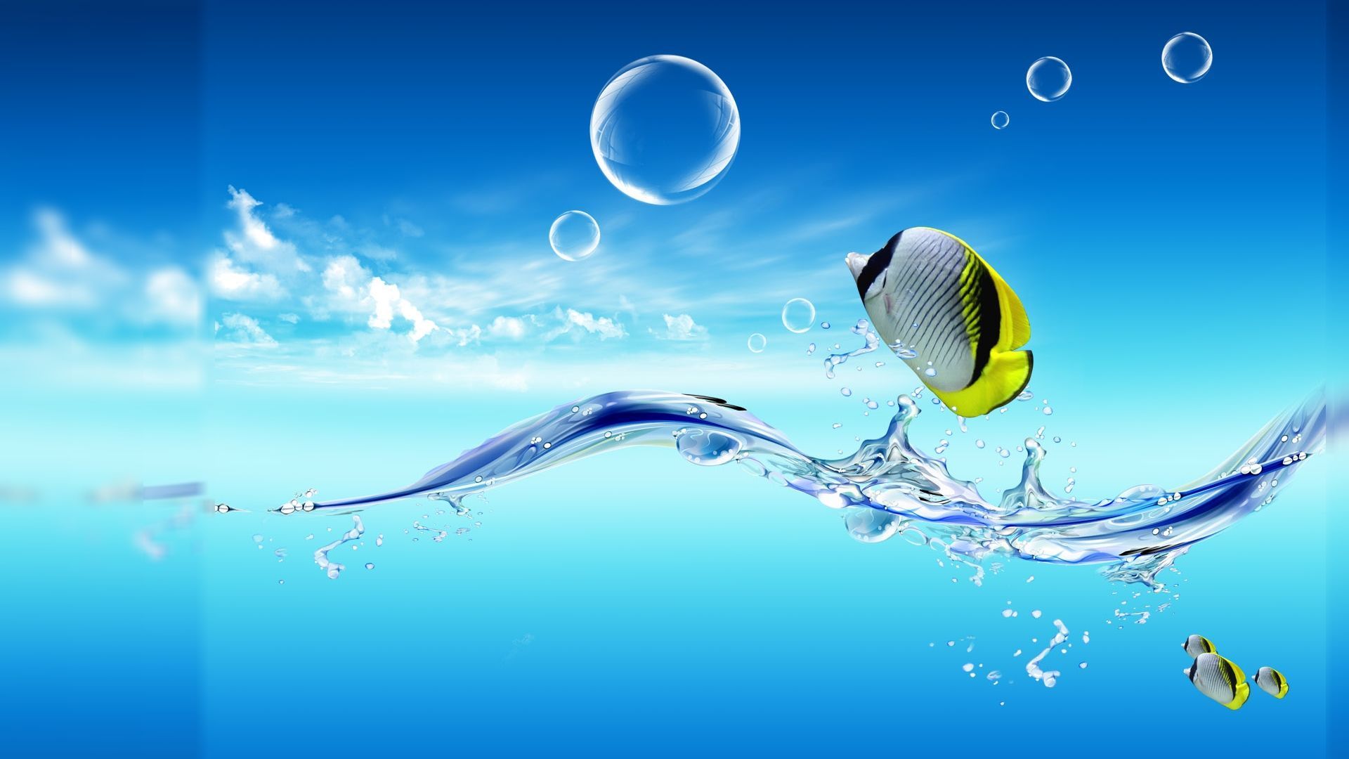 Pesce farfalla acqua blu, 1920x1080 Full HD, Desktop