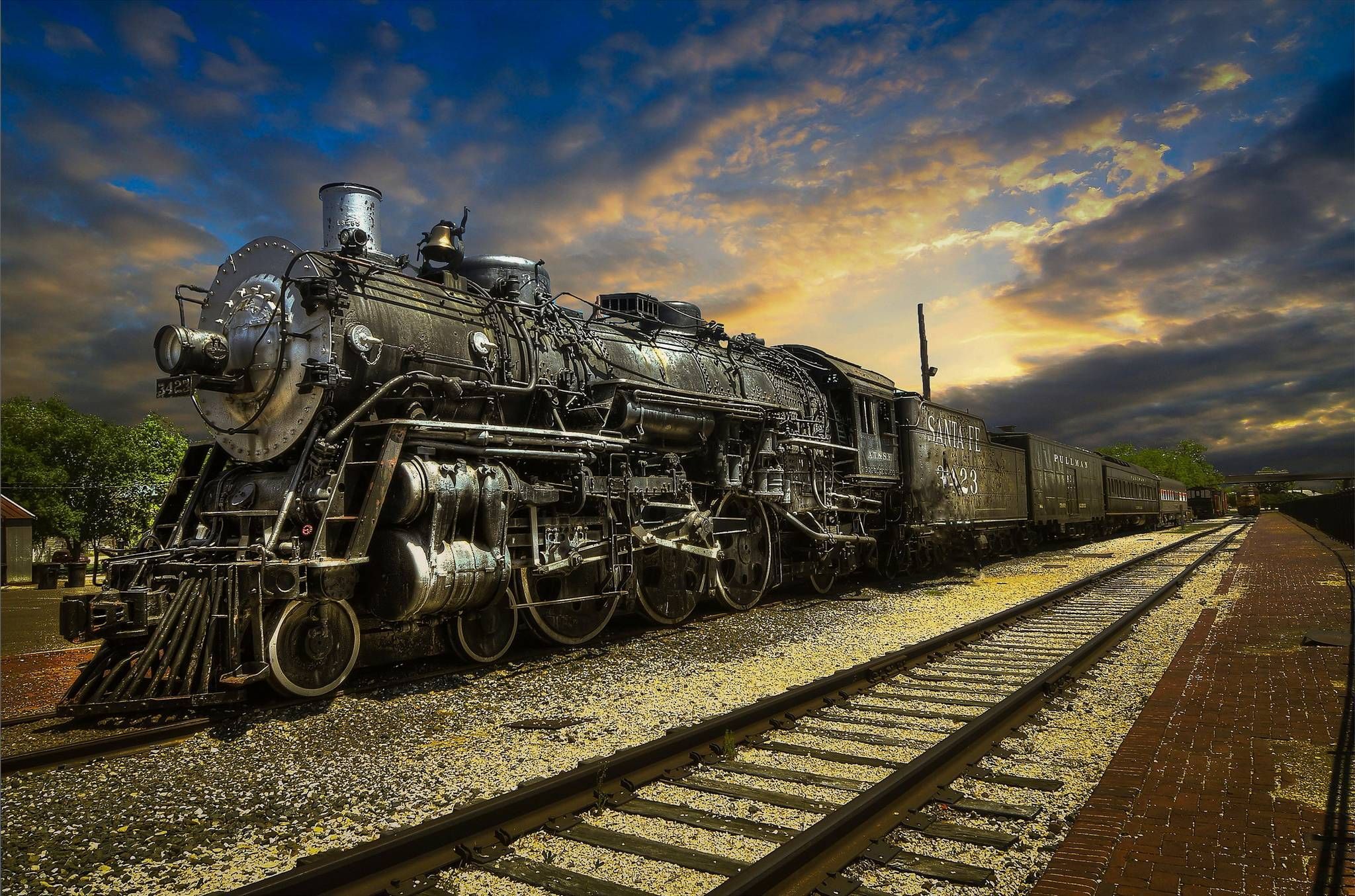 Locomotiva a vapore al tramonto, 2048x1355 Hi-Res, PC