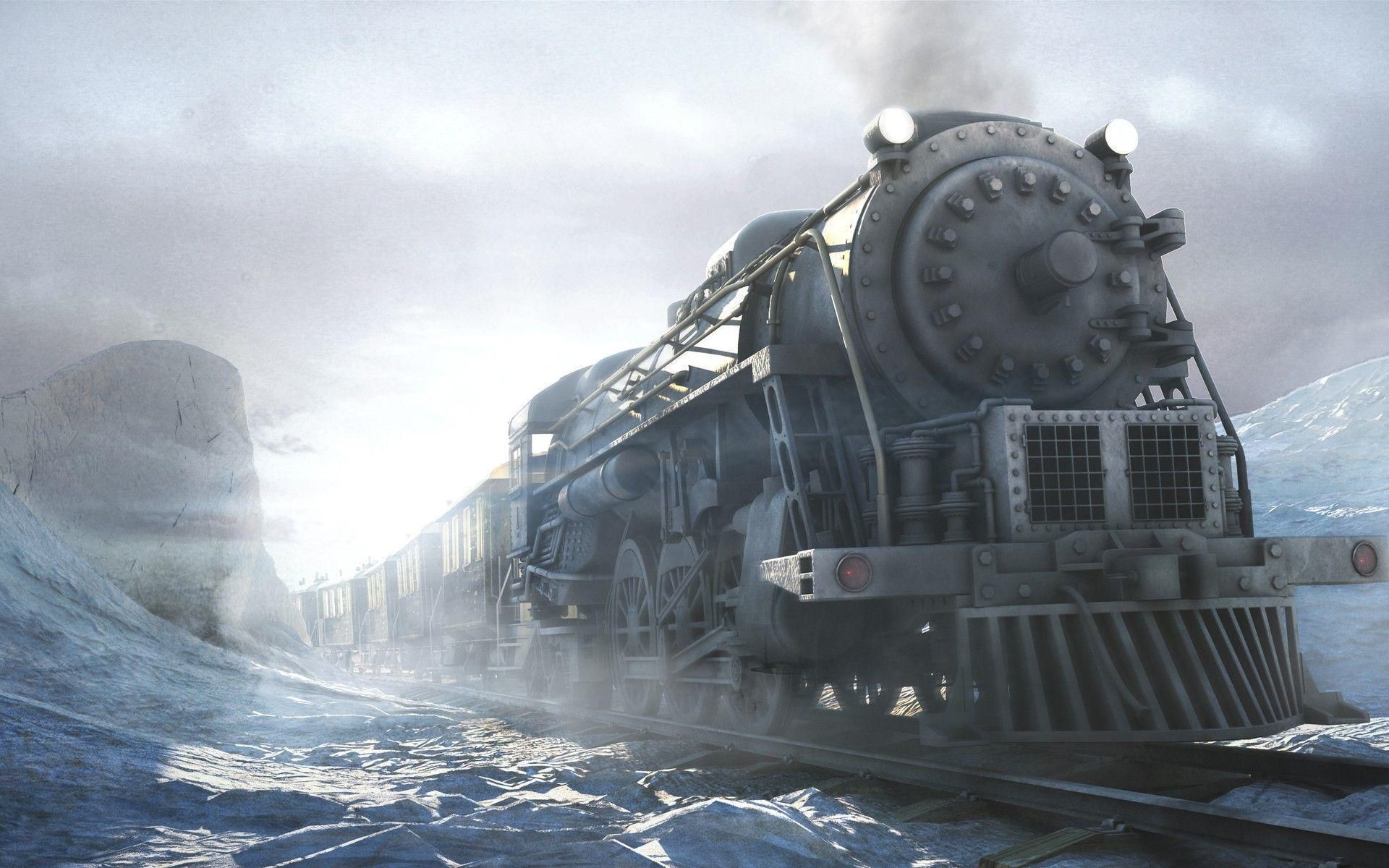 Locomotiva a vapore nella neve, 1920x1200 WUXGA, Desktop