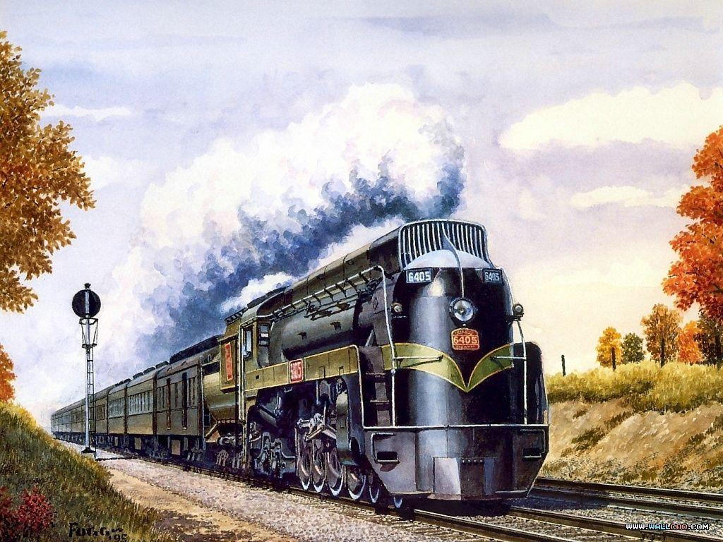 Locomotiva a vapore dipinta autunno, 1024x768 HD, Laptop