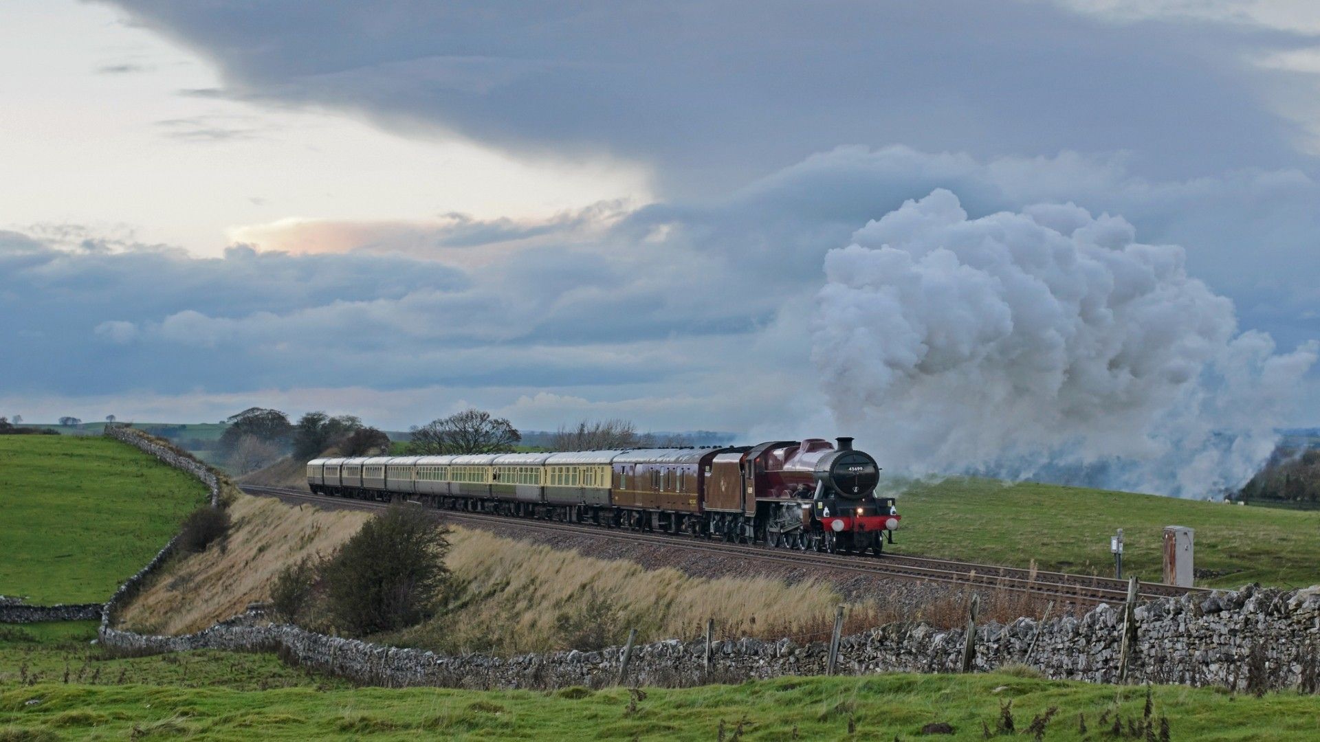 Locomotiva a vapore treno campagna, 1920x1080 Full HD, Desktop