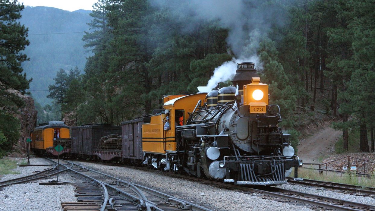 Locomotiva a vapore gialla e nera, 1244x700 HD, PC Desktop
