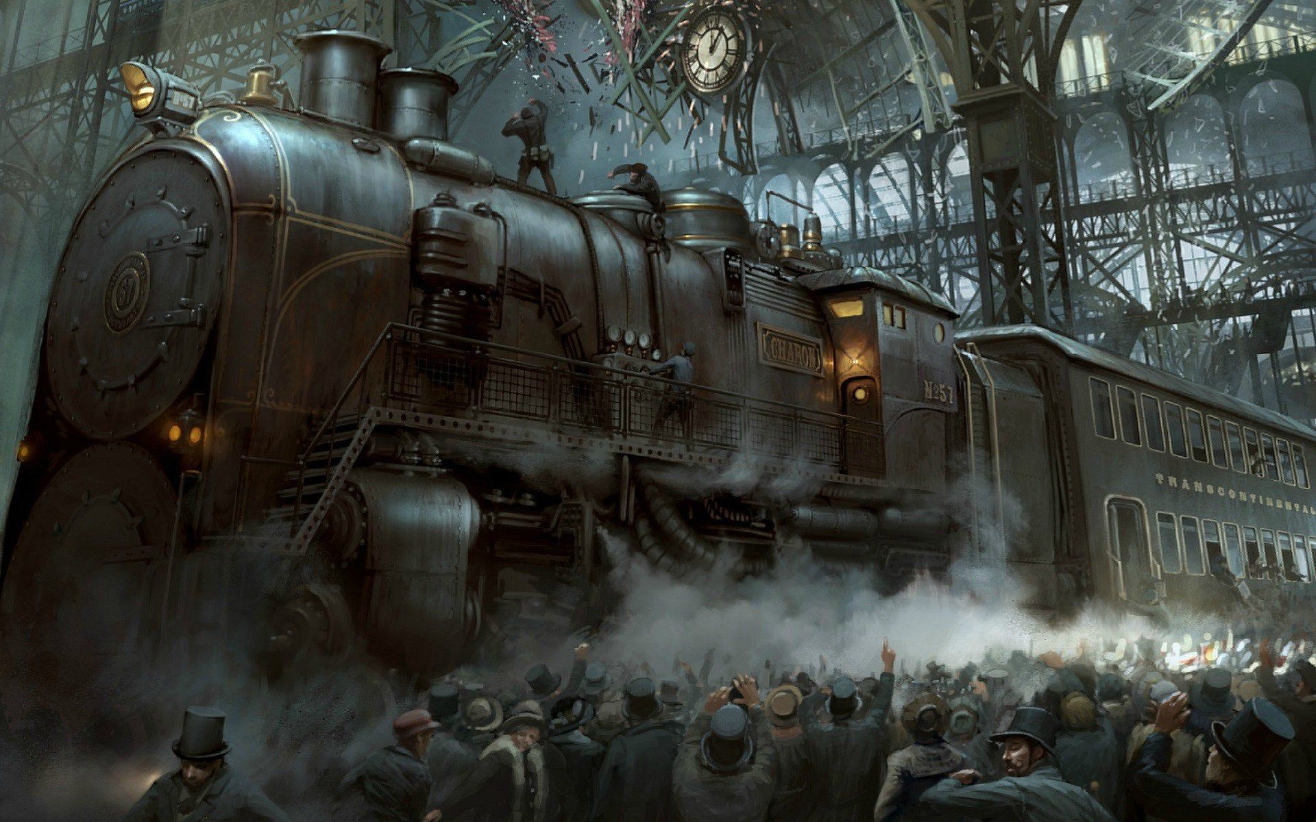 Locomotiva a vapore stazione affollata, 1920x1200 Full HD+ WUXGA, Desktop