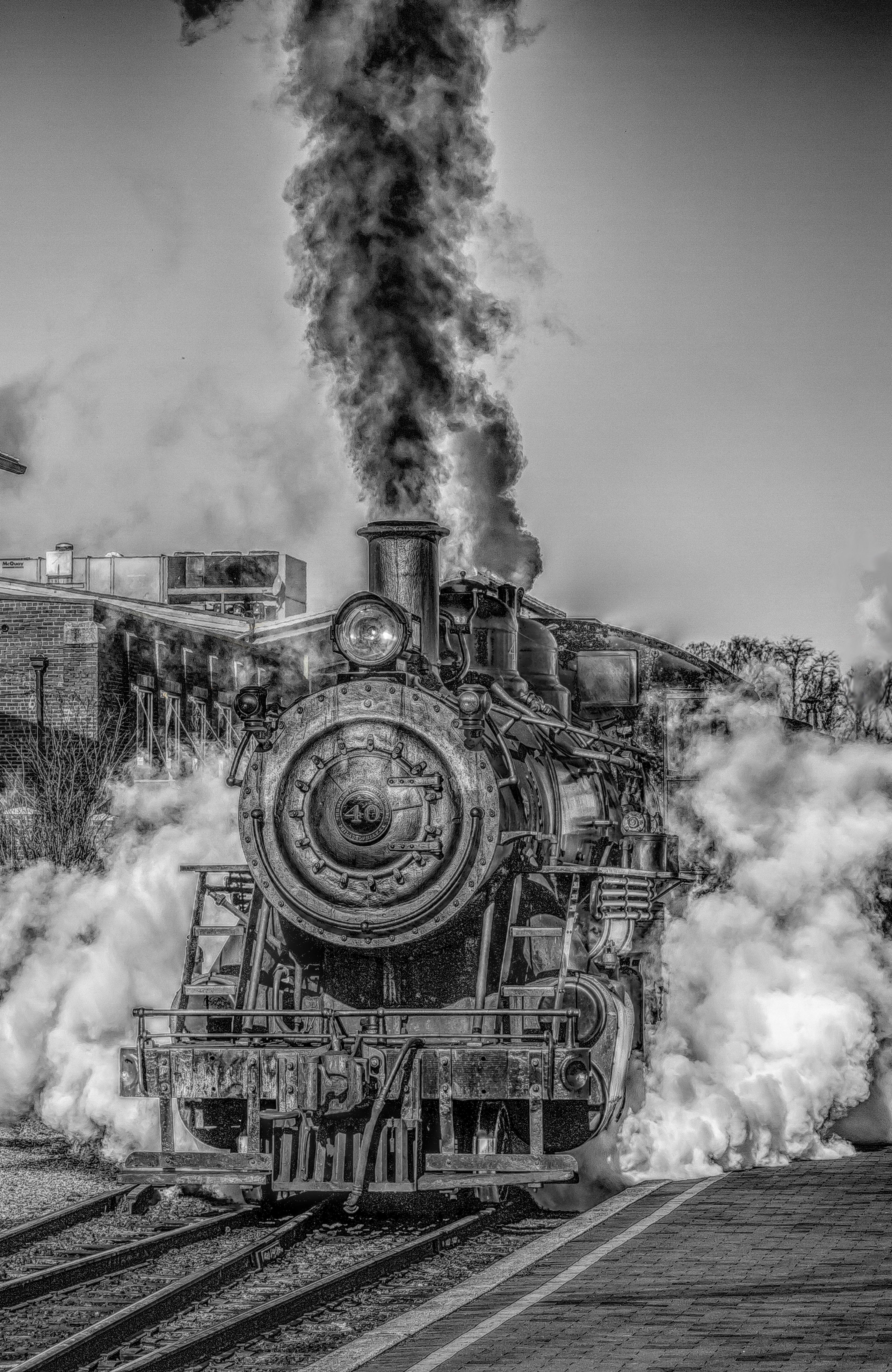 Locomotiva a vapore bianco e nero, 3840x5908 Verticale, Telefono