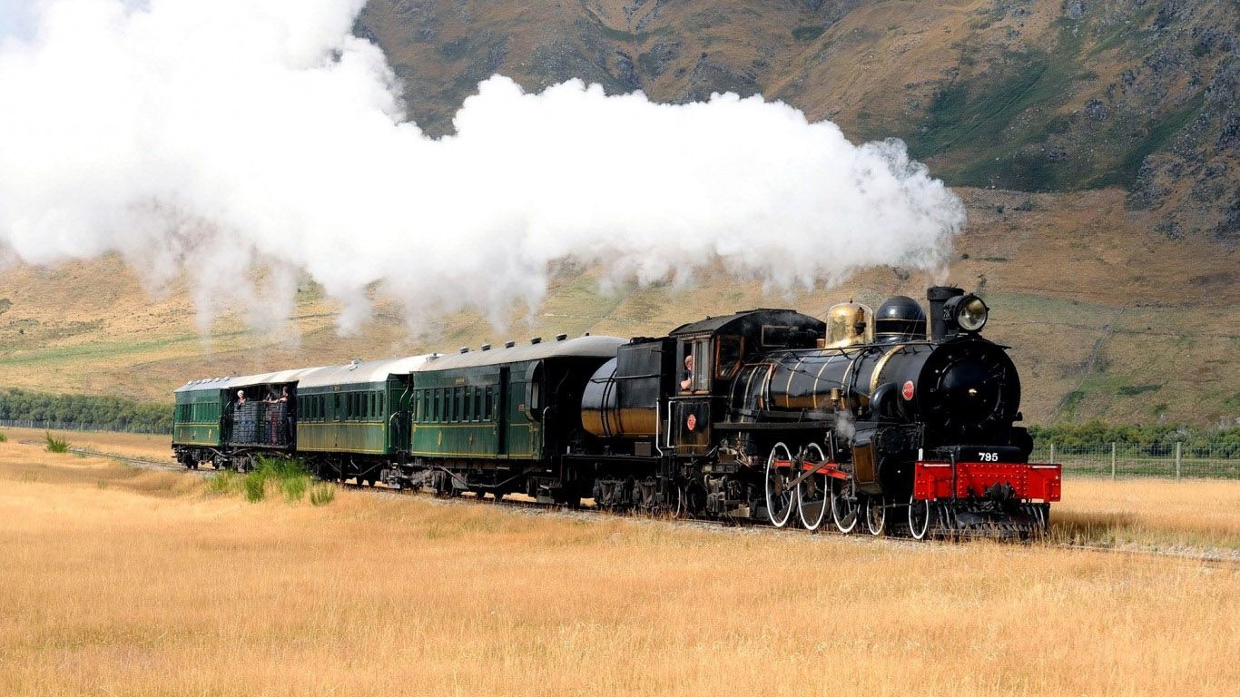 Locomotiva a vapore nera campagna, 1366x768 HD, Desktop