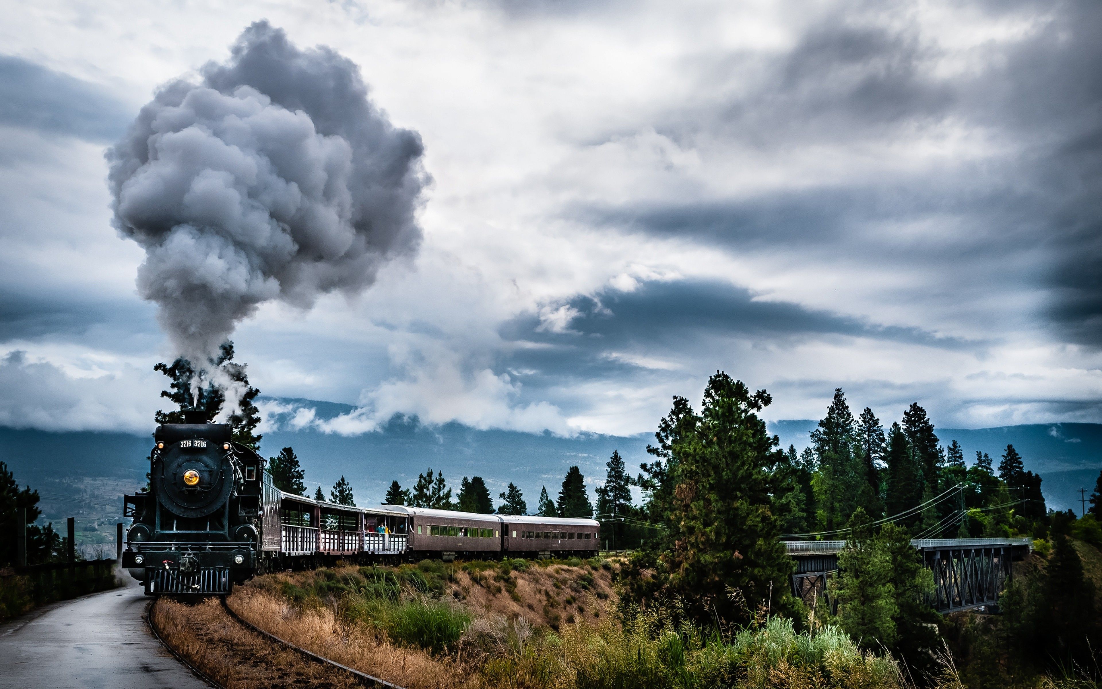 Locomotiva a vapore treno montagne, 3840x2400 4K, Desktop 4K